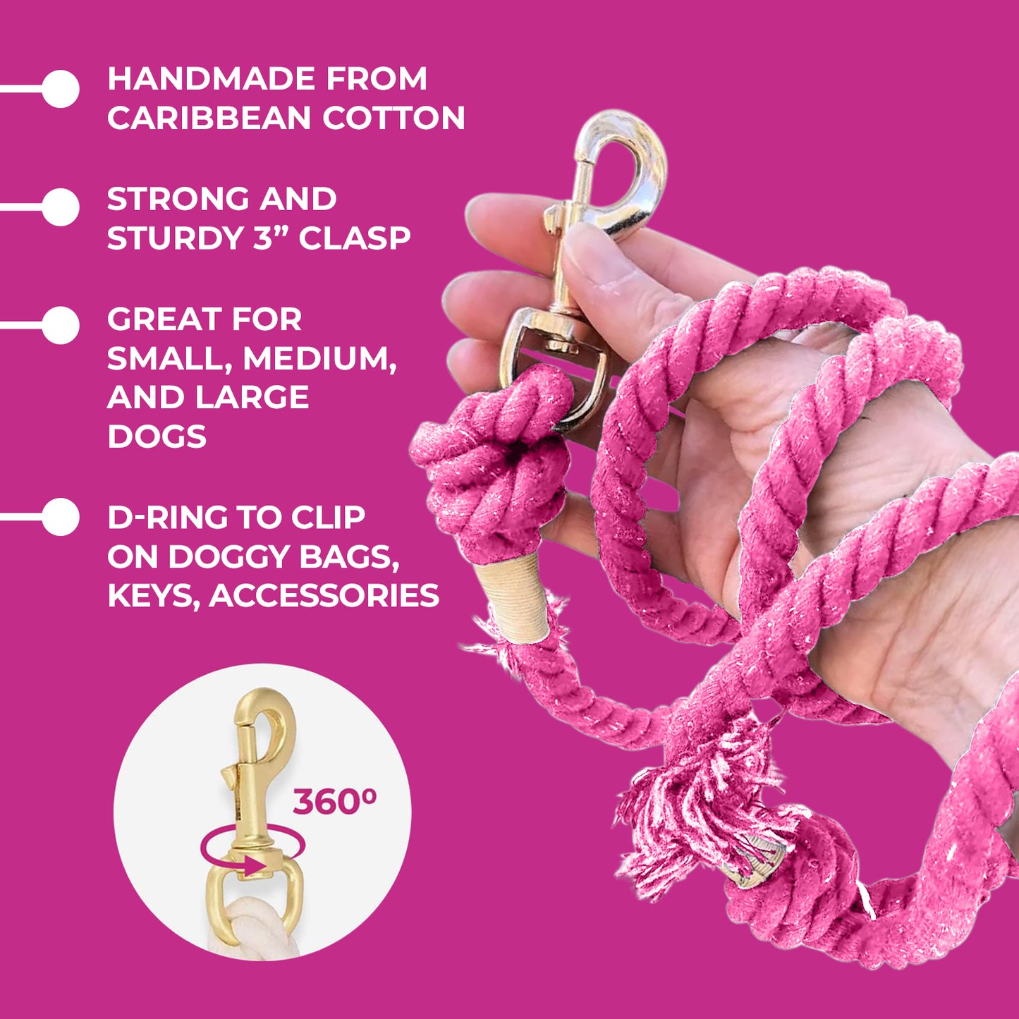 Magenta Boho Chic Dog Leash - Glow Pups