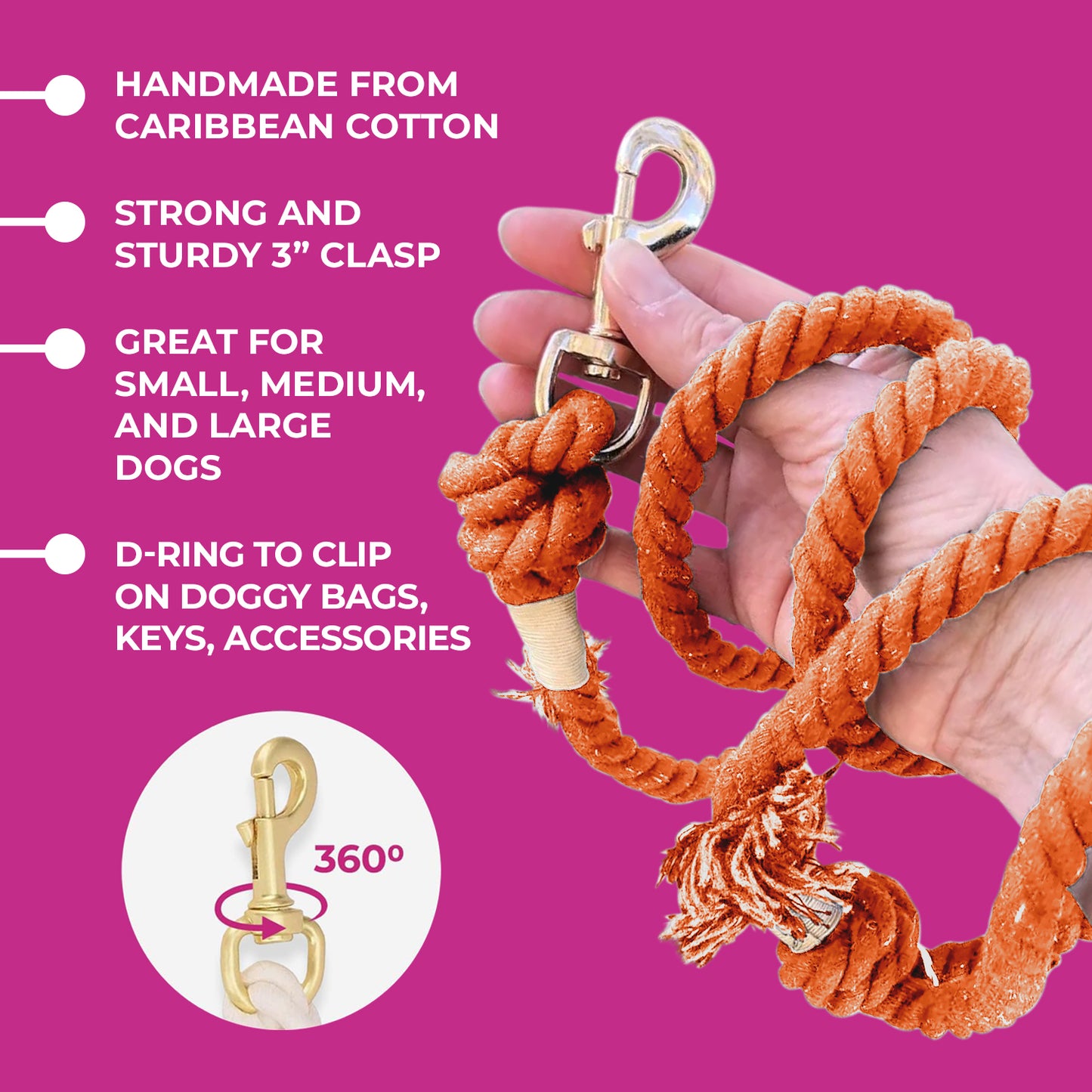 Orange Boho Chic Style Leash - Glow Pups