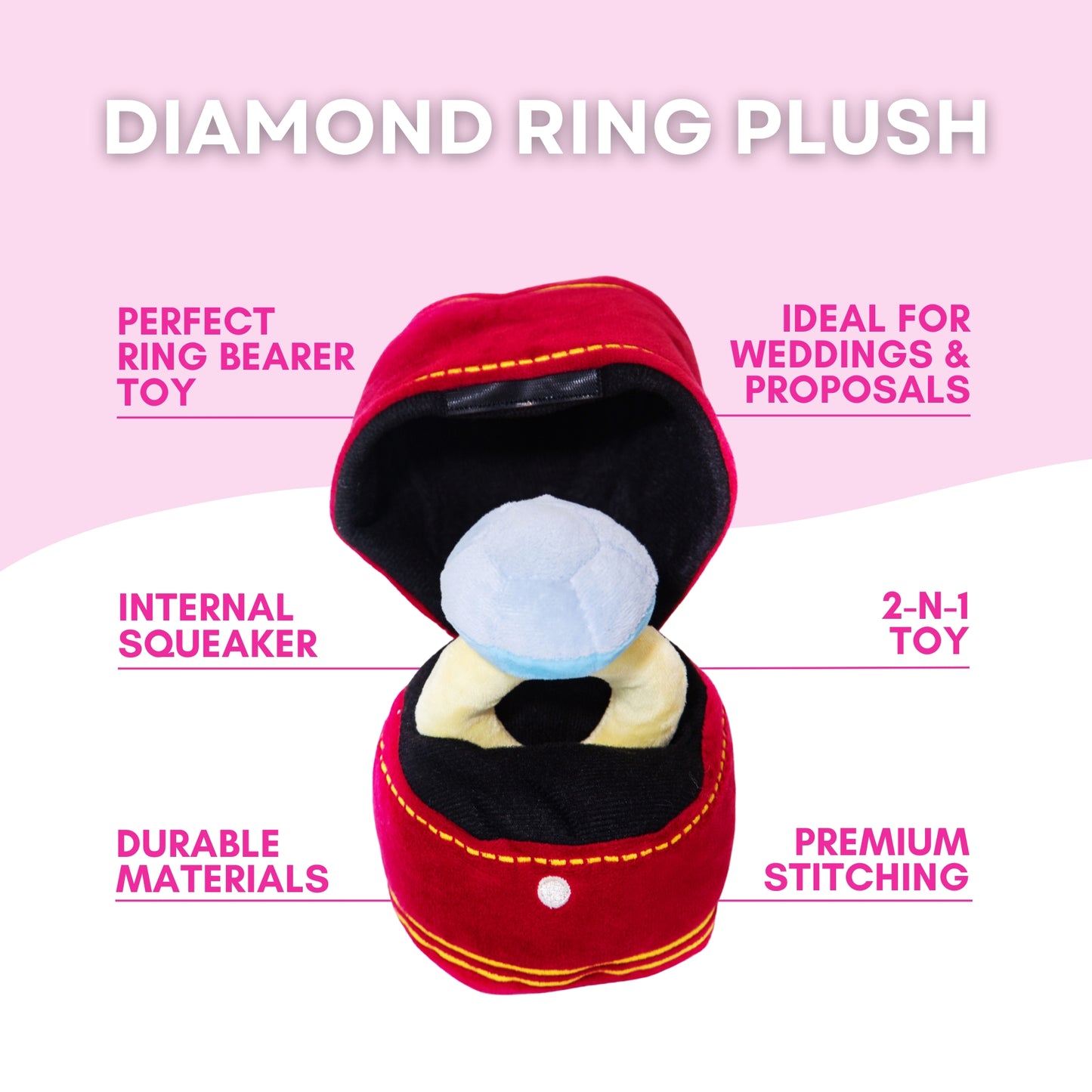 Squeaky Engagement Ring Dog Toy - Glow Pups