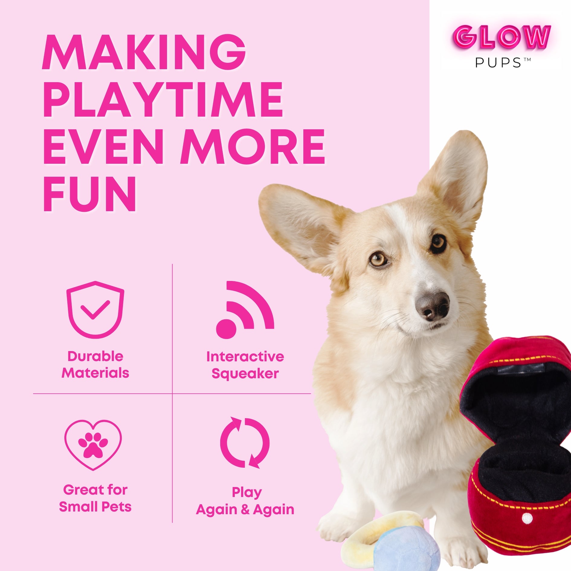 Squeaky Engagement Ring Dog Toy - Glow Pups
