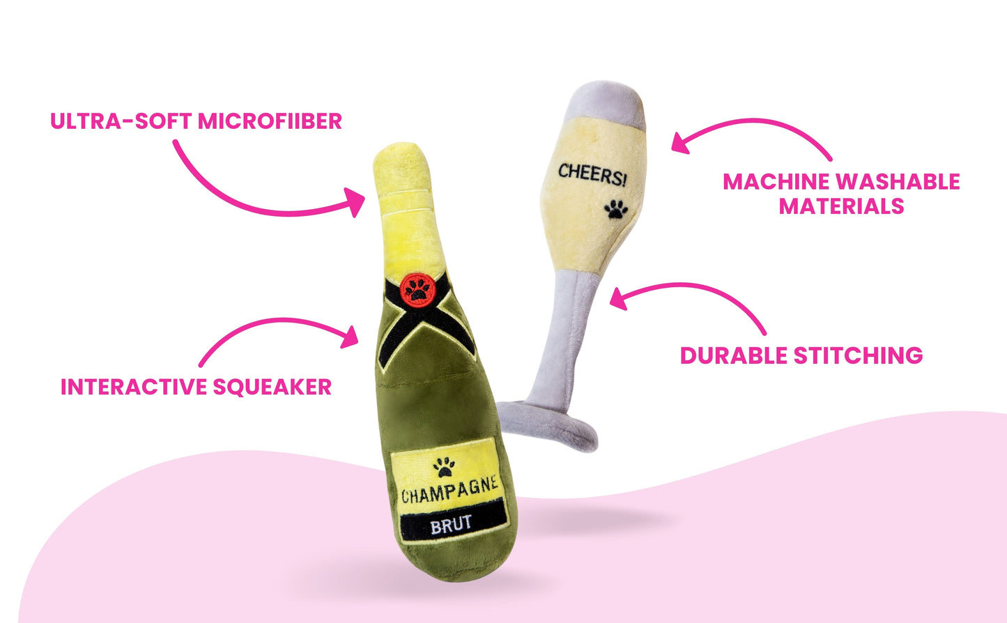 Champagne Glass Dog Toy - Party Pack - Glow Pups
