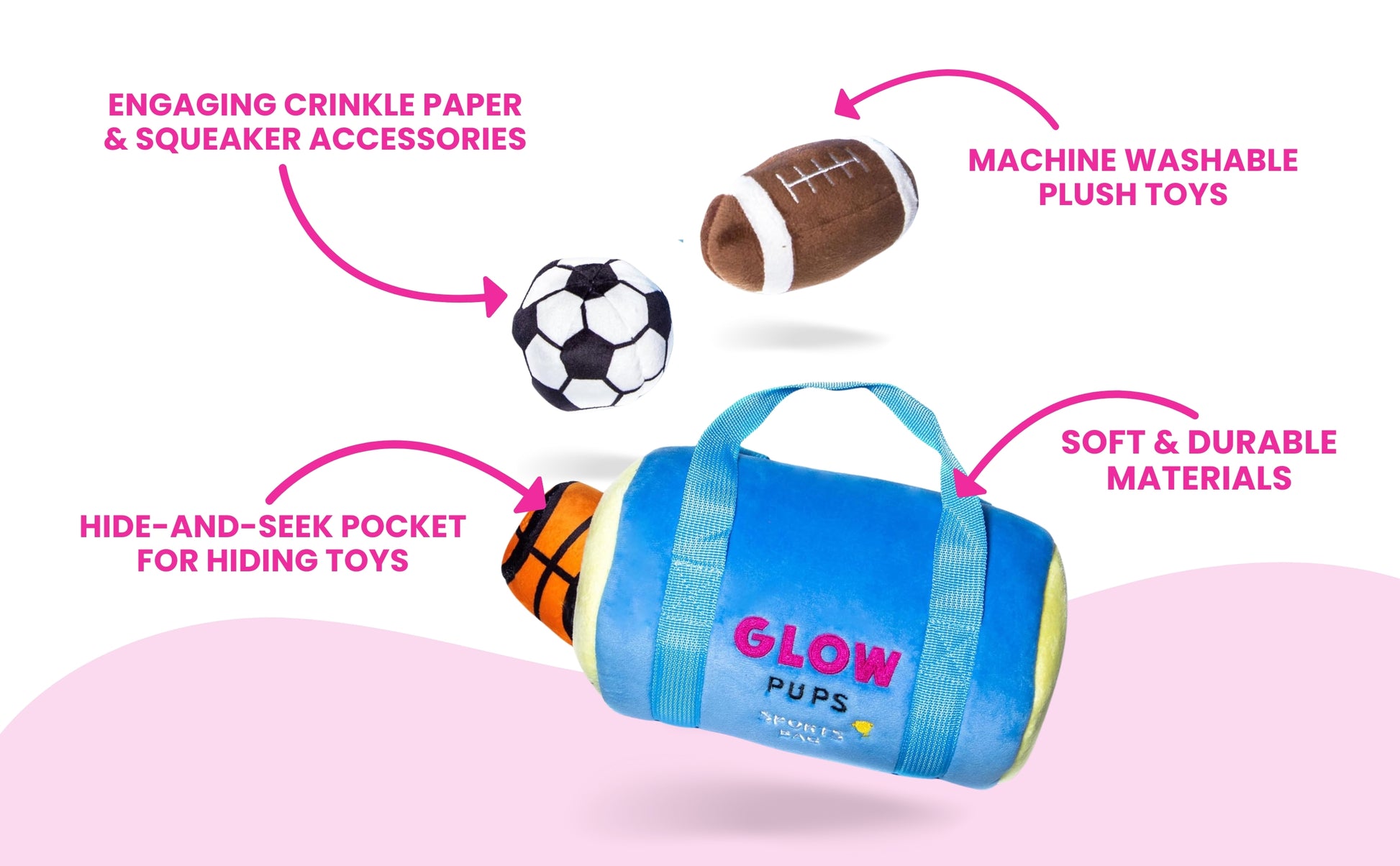 Sports Bag Hide & Seek Dog Toys - Glow Pups