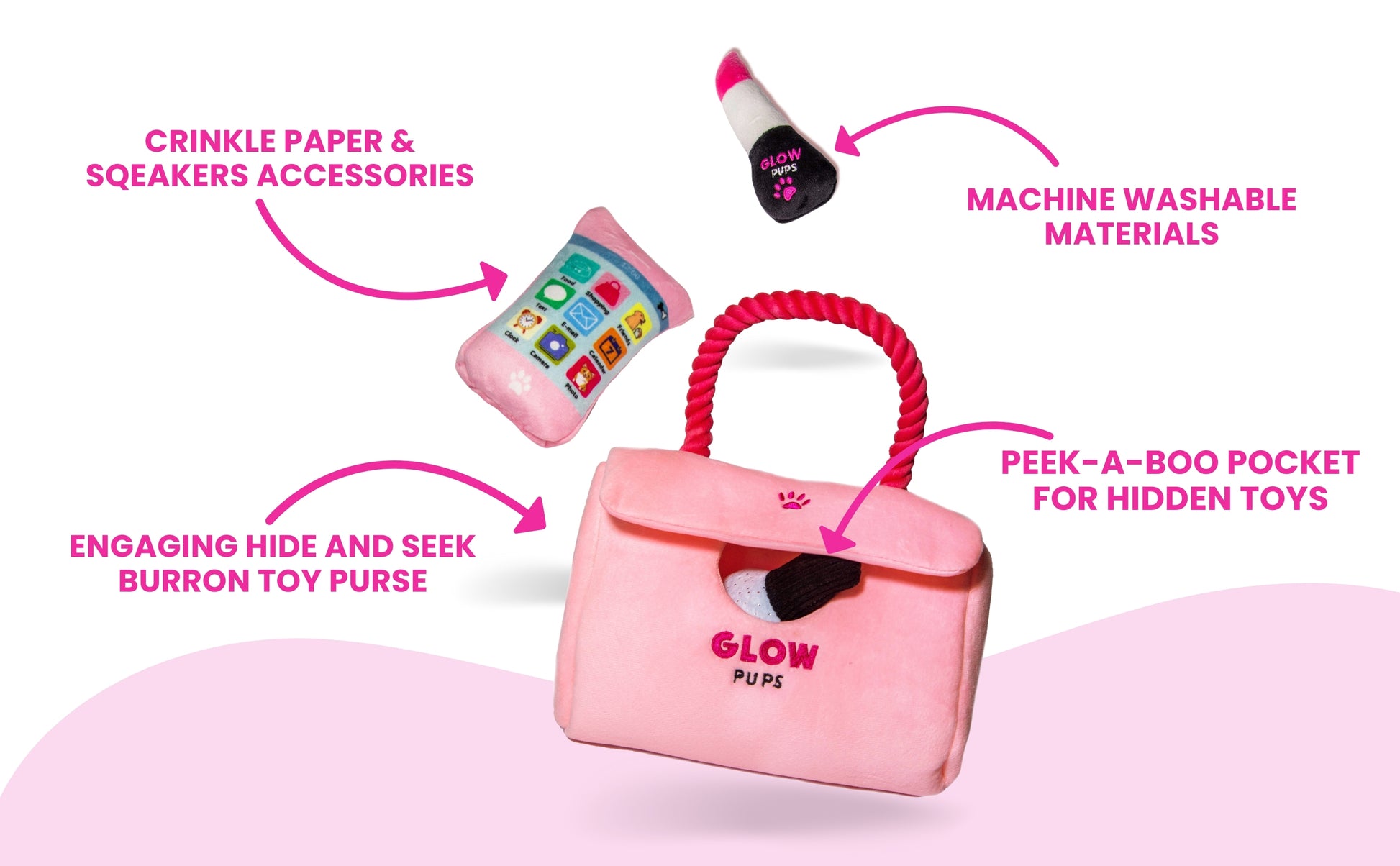 Plush Pink Hide-and-Seek Purse - Glow Pups