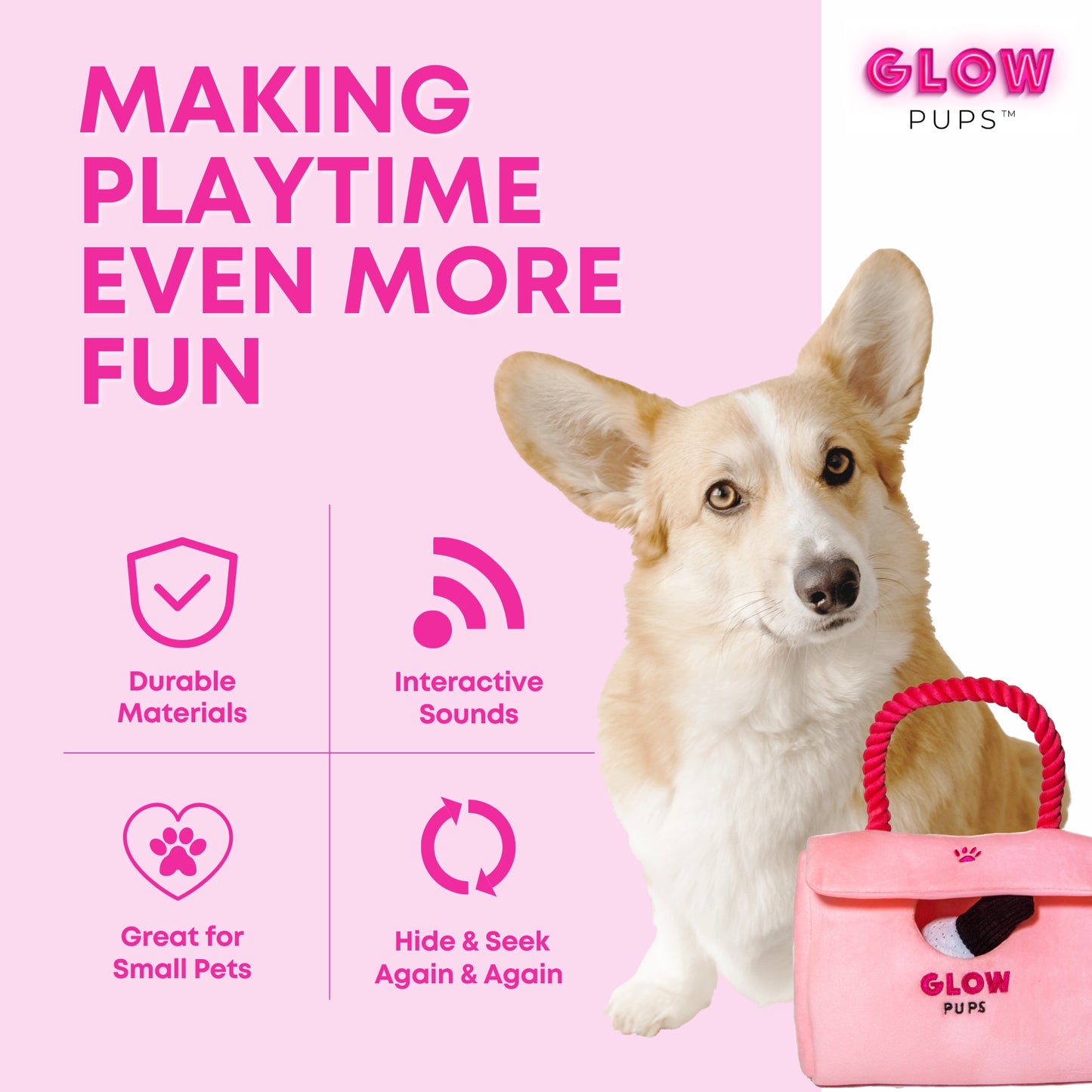 Plush Pink Hide-and-Seek Purse - Glow Pups