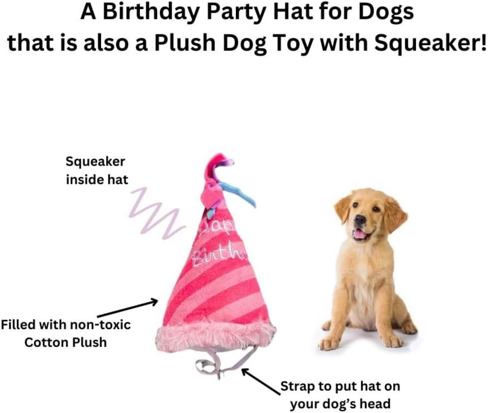 Pink Birthday Hat Dog Toy - Glow Pups