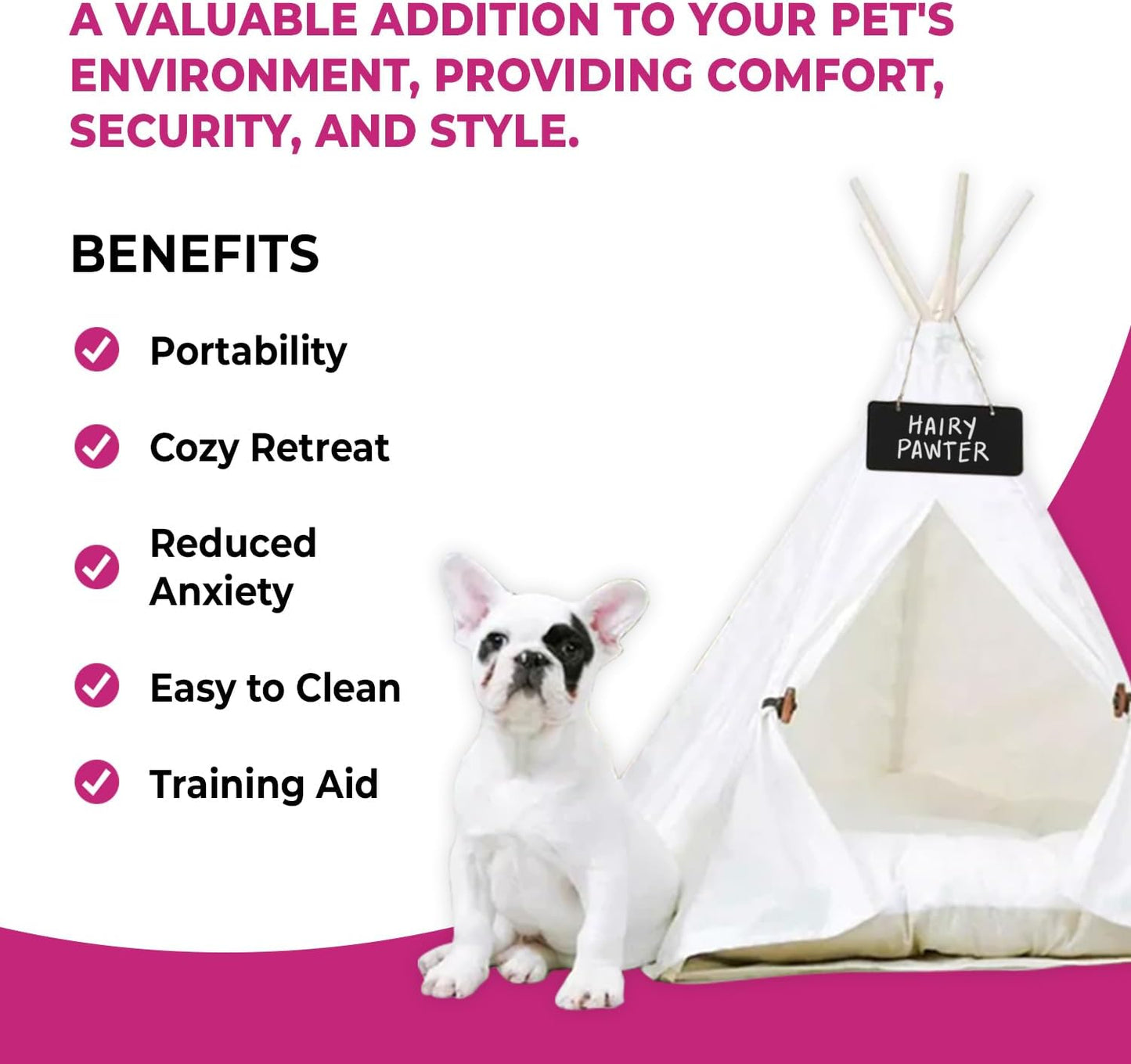 Natural  White Pet Teepee Dog Bed - Glow Pups