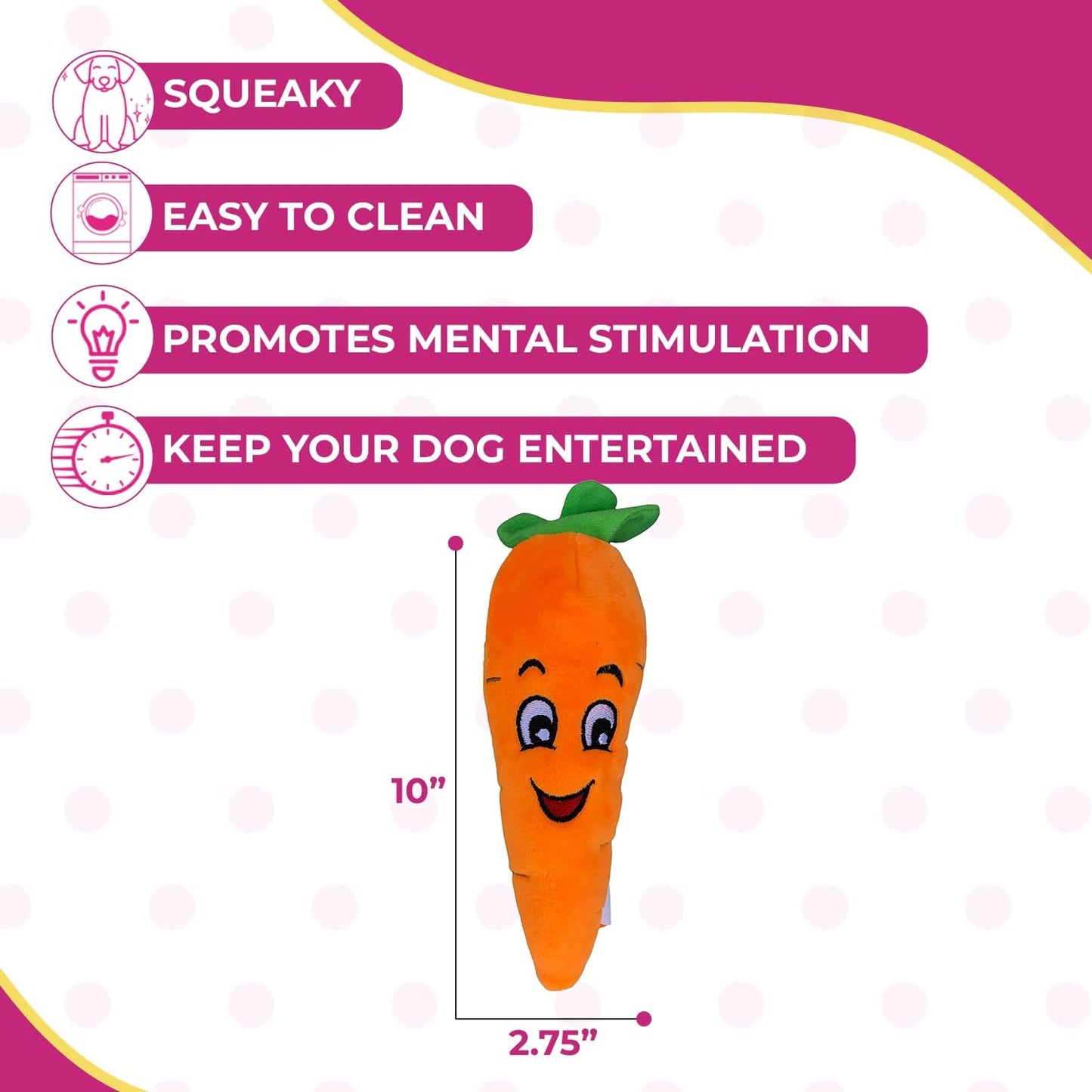 Squeaky Carrot Plush Dog Toy - Glow Pups