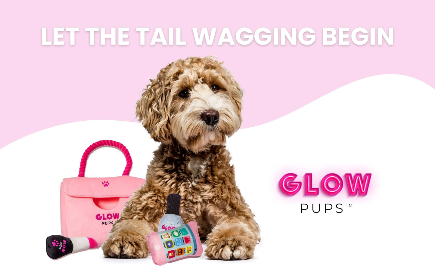 Pink Purse Hide-and-Seek Plush Dog Toy Set - Glow Pups