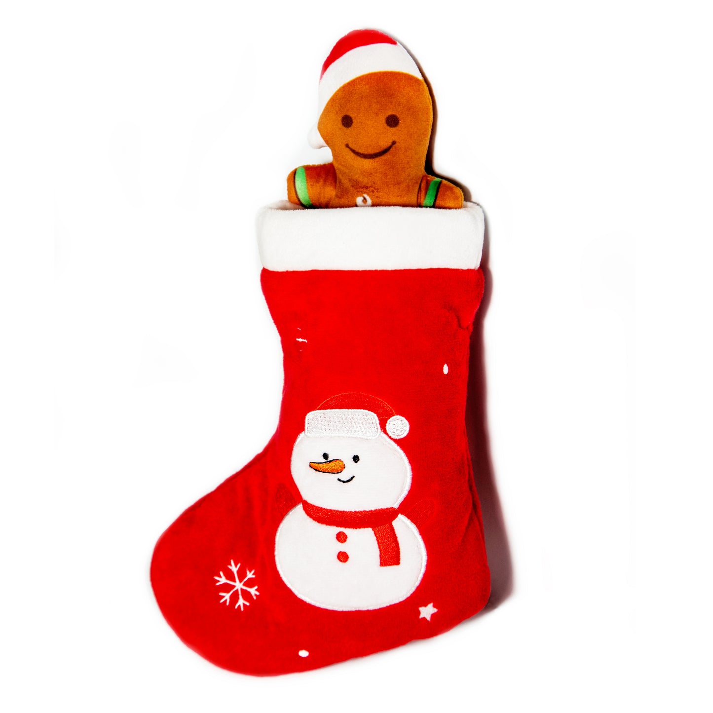 Christmas Stocking Dog Toy with Santa, Snowman and Gingerbread Man toys - Glow Pups