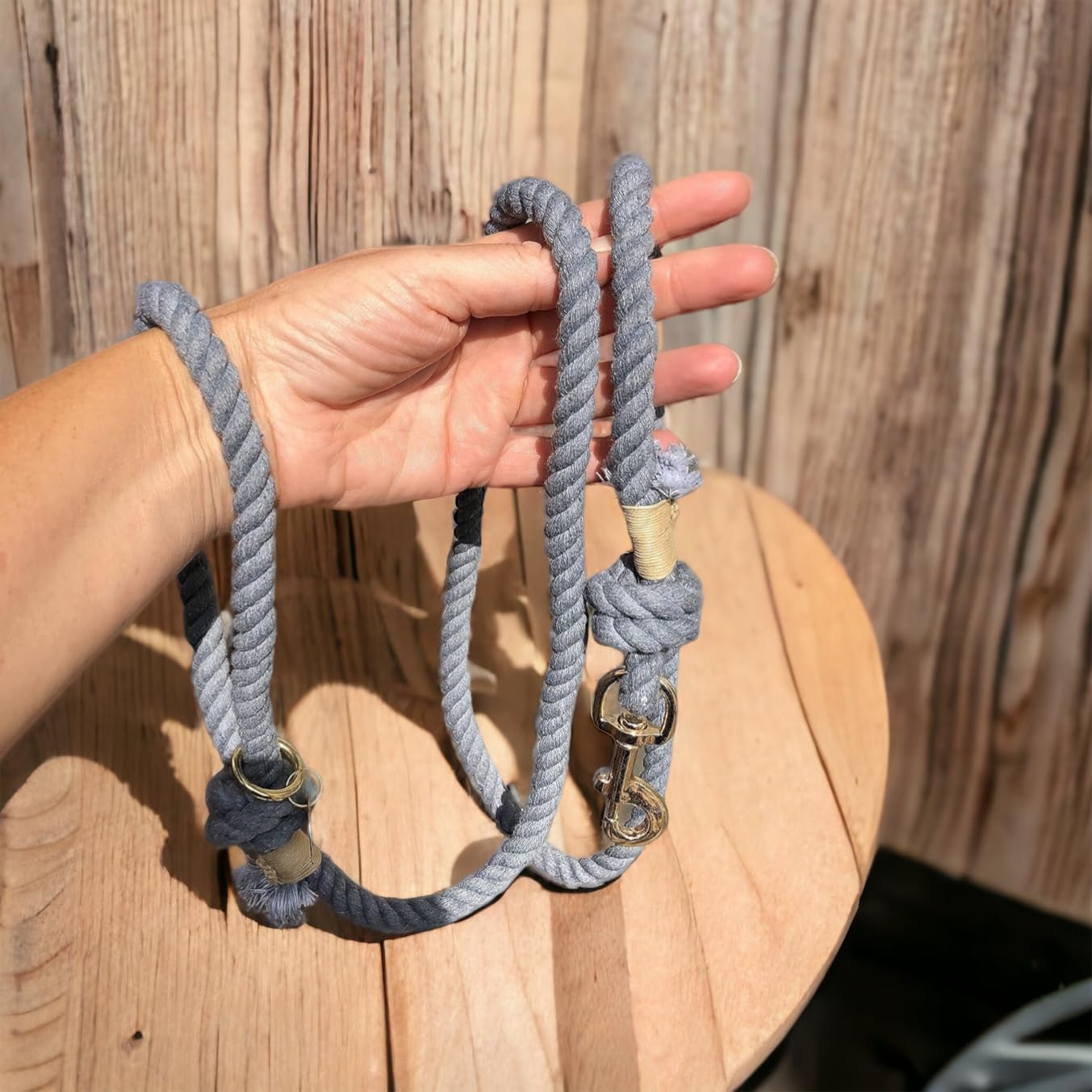 Grey Boho Chic Style Rope Leash - Glow Pups