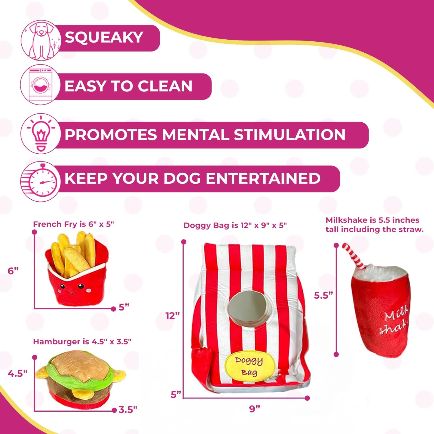 Doggy Bag with Fast Food Dog Toys - Glow Pups