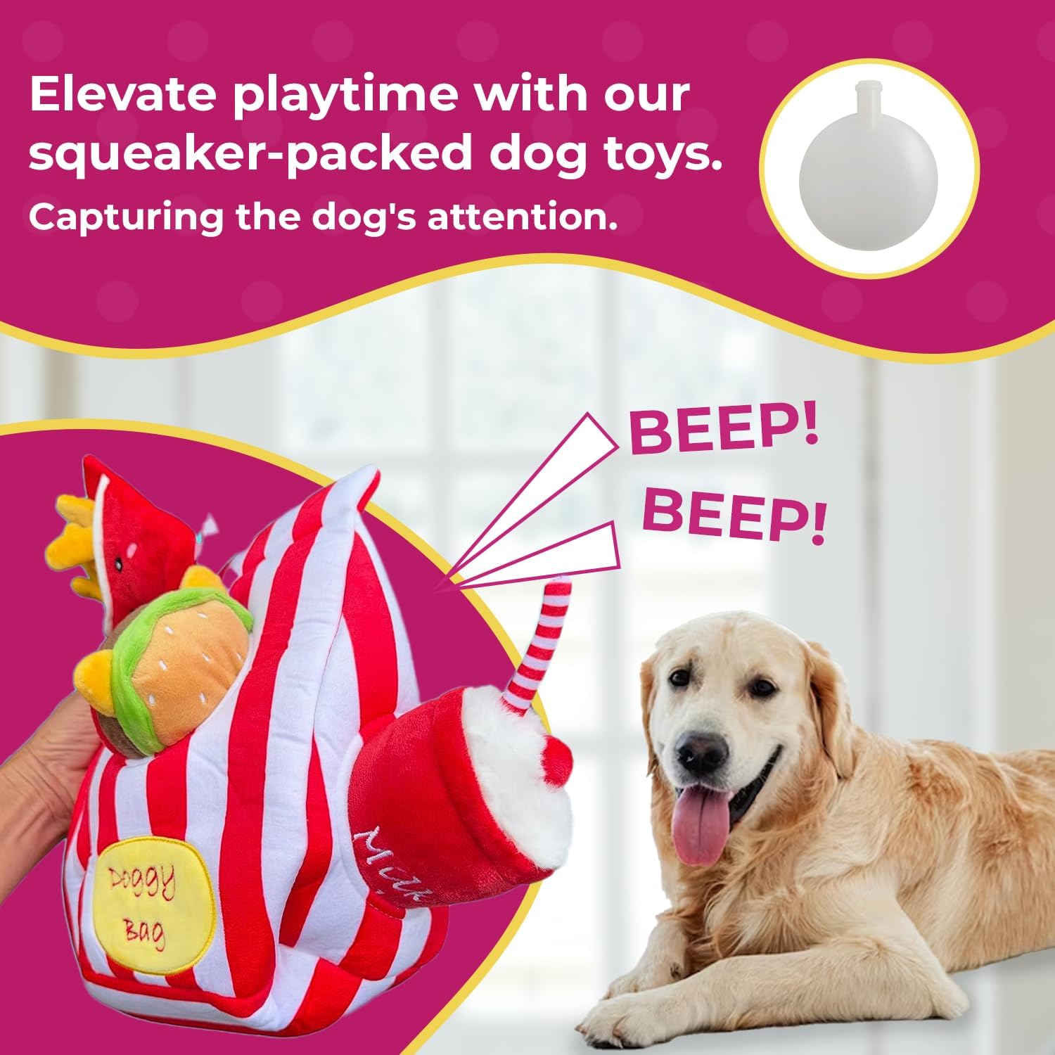 Doggy Bag with Fast Food Dog Toys - Glow Pups