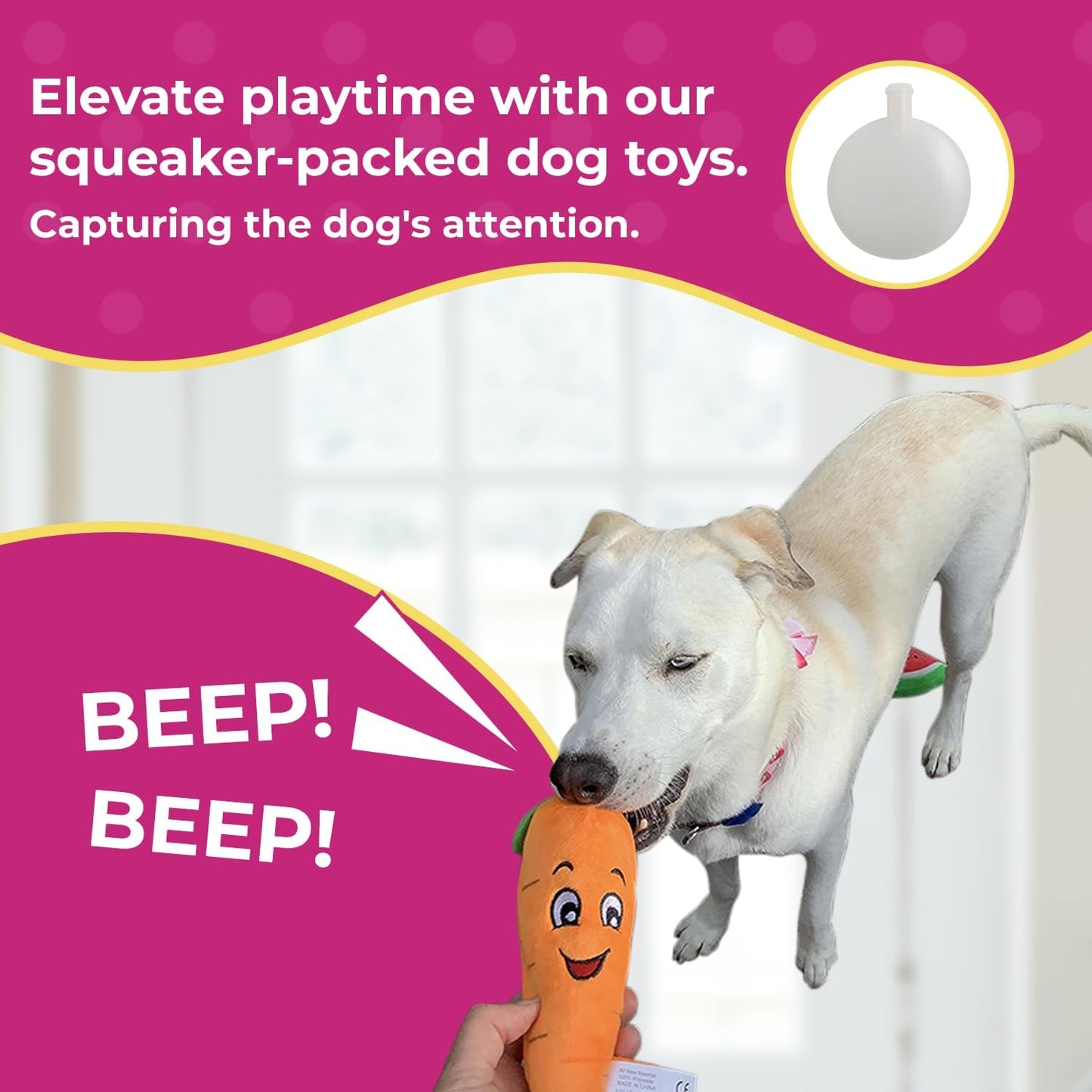 Squeaky Carrot Plush Dog Toy - Glow Pups