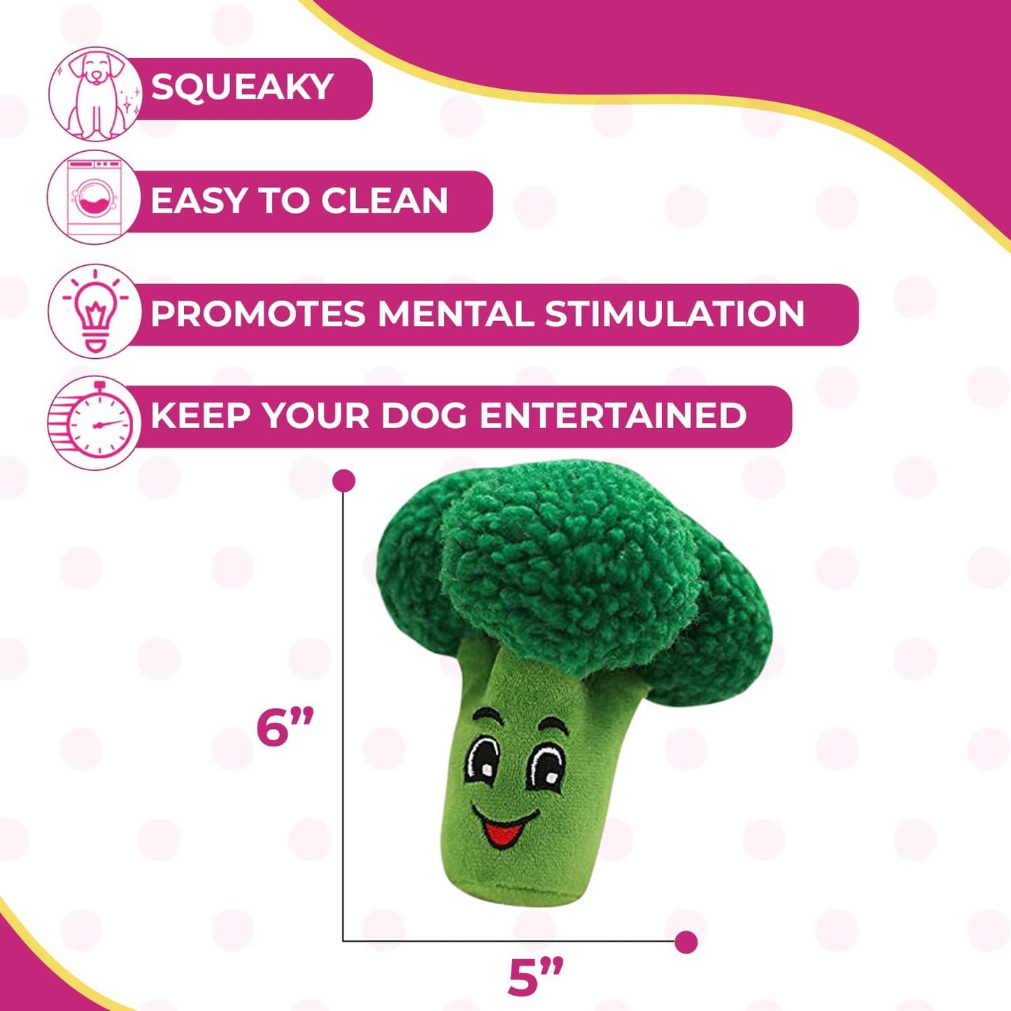 Squeaky Broccoli and Carrot Plush Dog Toys 2 Pack - Glow Pups