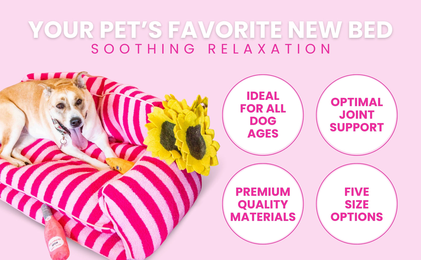 Chic Comfort Black and White Striped Sofa Dog Bed - Glow Pups