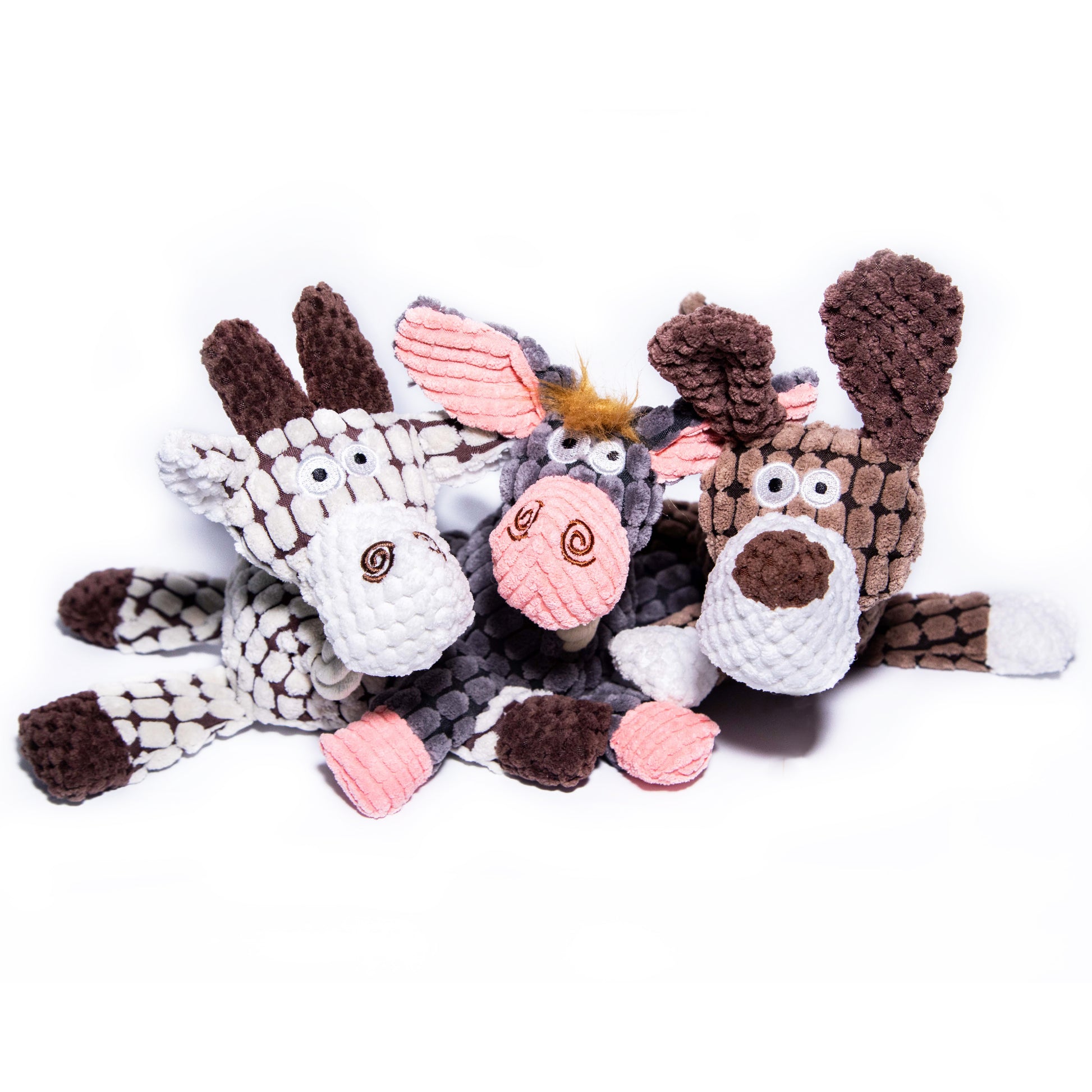 3 Pack Farm Friends Plush Toy Set - Donkey, Cow and Dog - Glow Pups