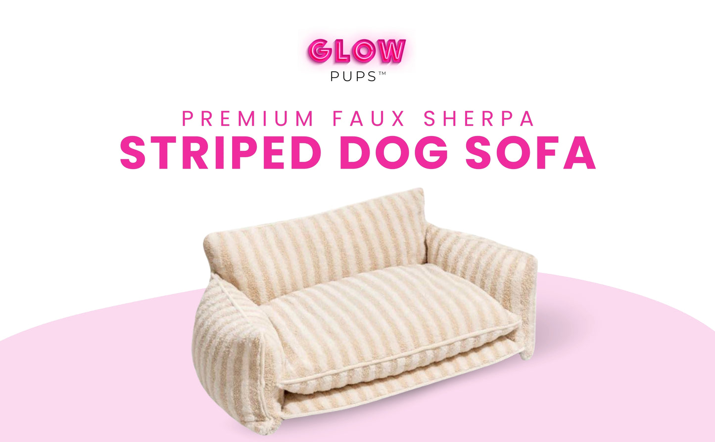 Cozy Beige and Cream Striped Sofa Dog Bed - Glow Pups