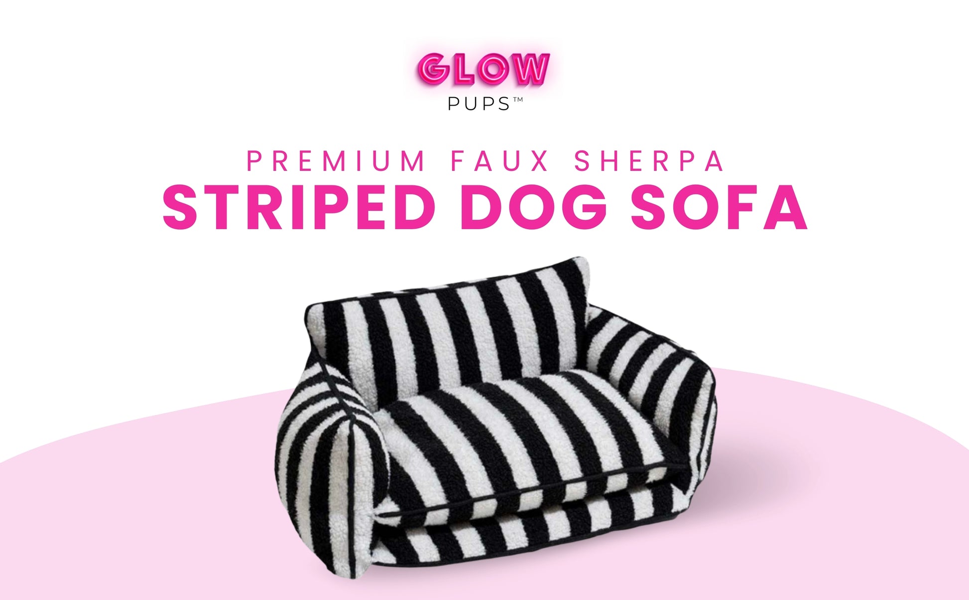 Chic Comfort Black and White Striped Sofa Dog Bed - Glow Pups