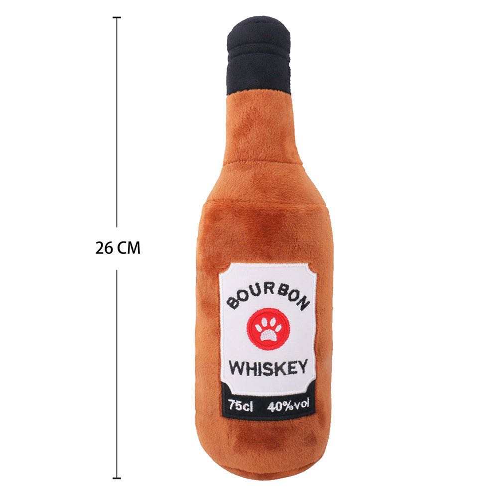 Squeaky Pawty Pups Bourbon Whiskey Plush Dog Toy - Glow Pups