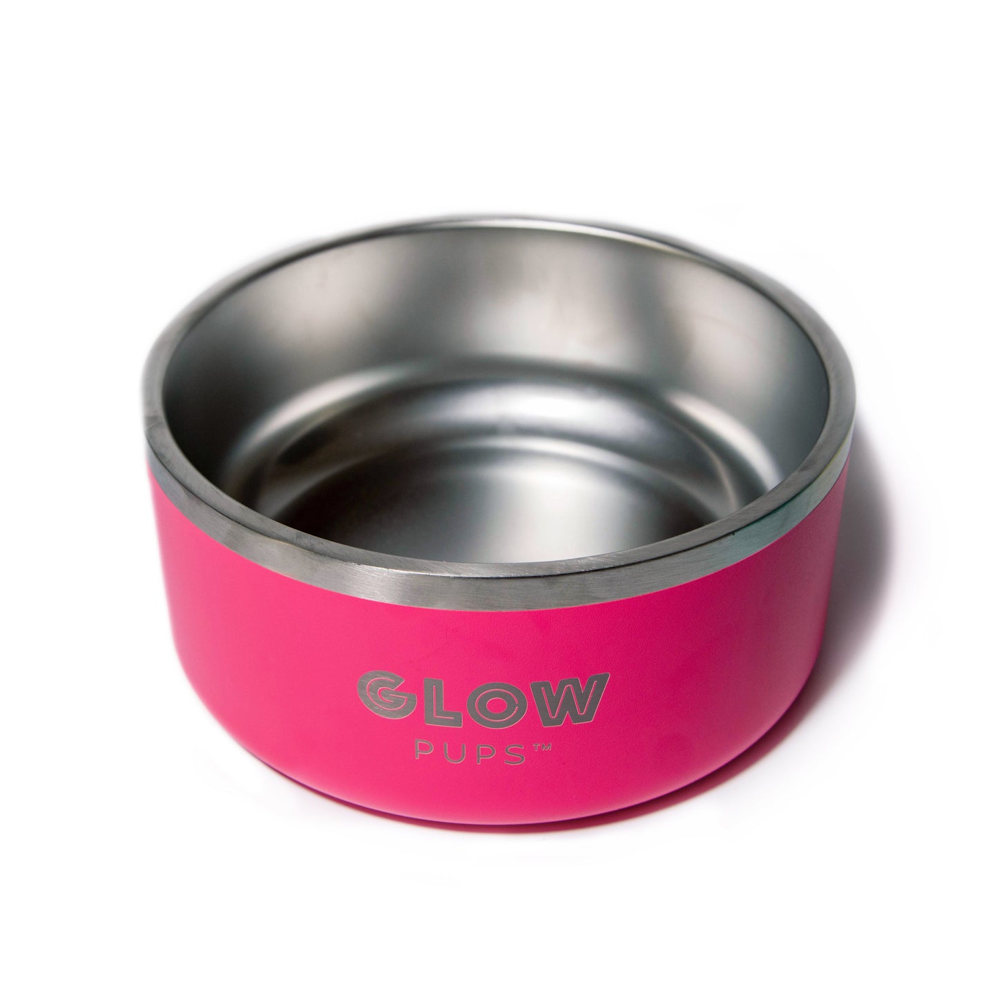Bright Pink Stainless Steel Dog Bowl - 32oz & 64oz - Glow Pups