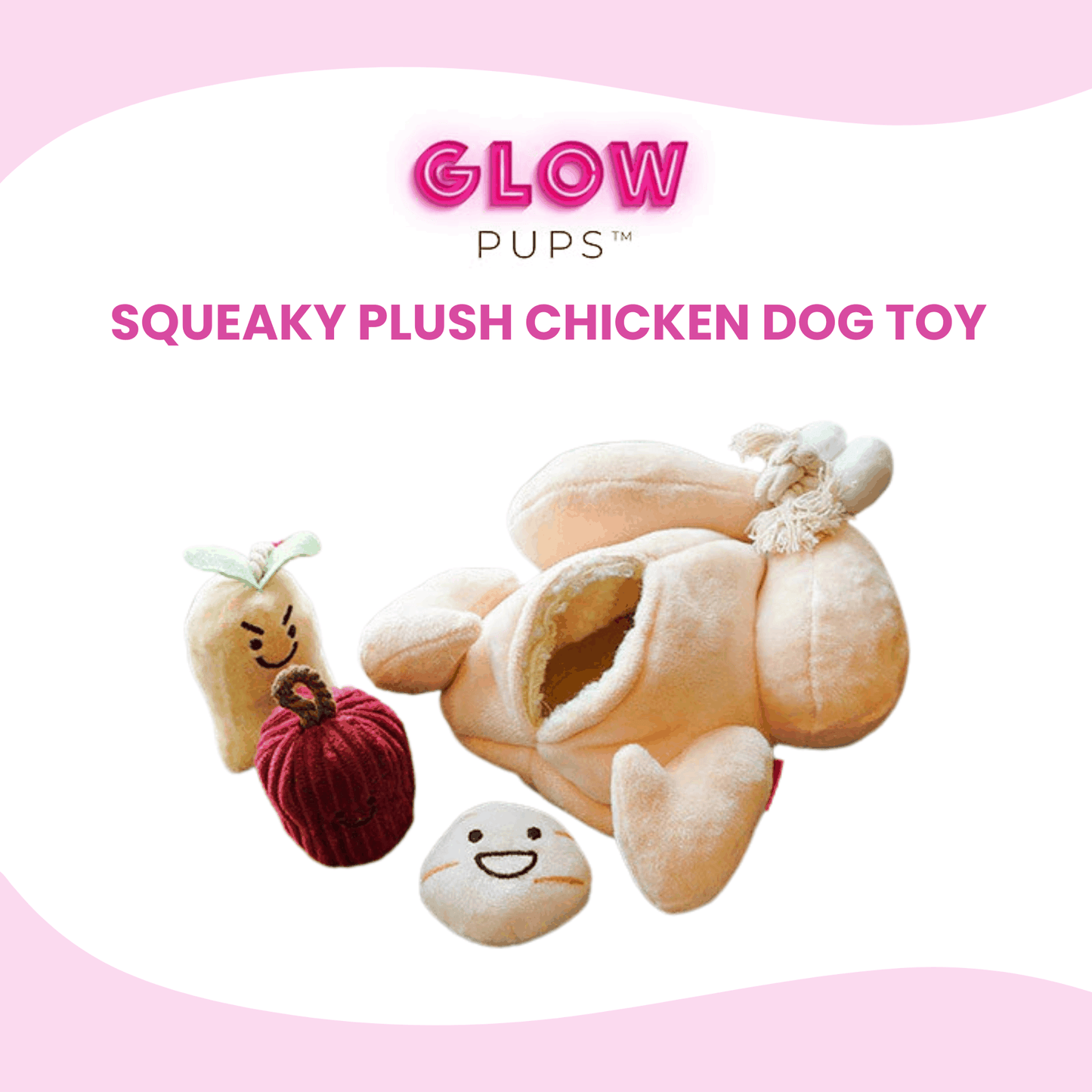 Squeaky Stuffed Chicken Dog Toy - Glow Pups by Glow Pups