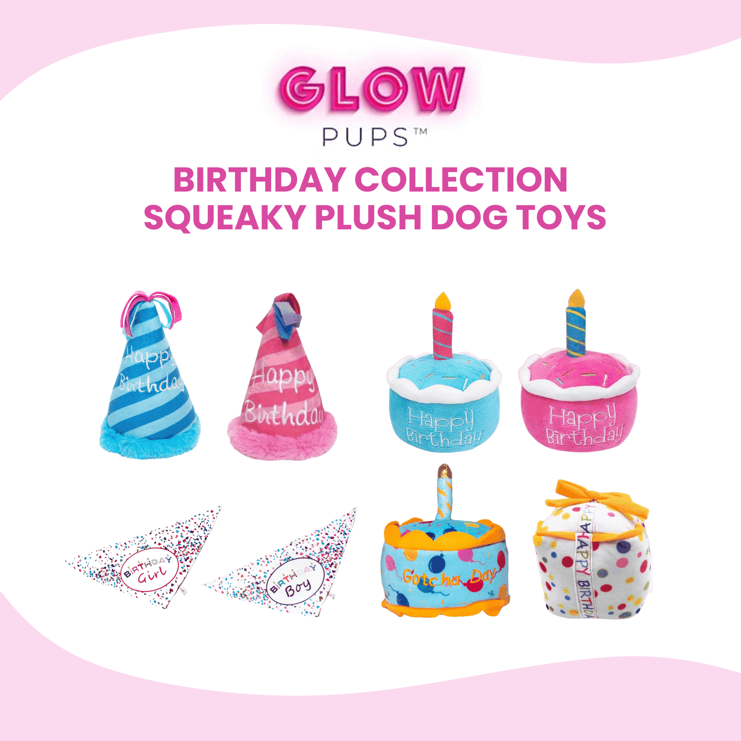 Pink Birthday Cake Plush Dog Toy - Glow Pups by Glow Pups