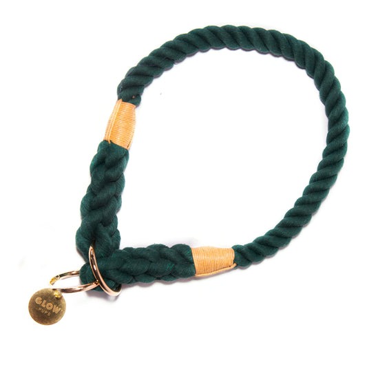 Dark Green Boho Chic Style Slip Collar - Glow Pups