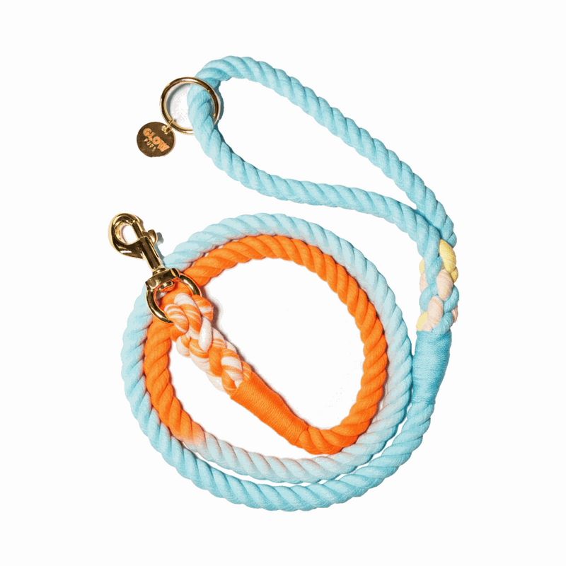 Sunset Wave Tie Dye Dog Leash (Orange and Blue) - Glow Pups