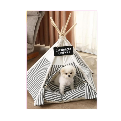 Grey and White Striped Pet Teepee