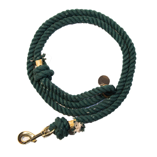 Dark Green Boho Chic Rope Leash - Glow Pups
