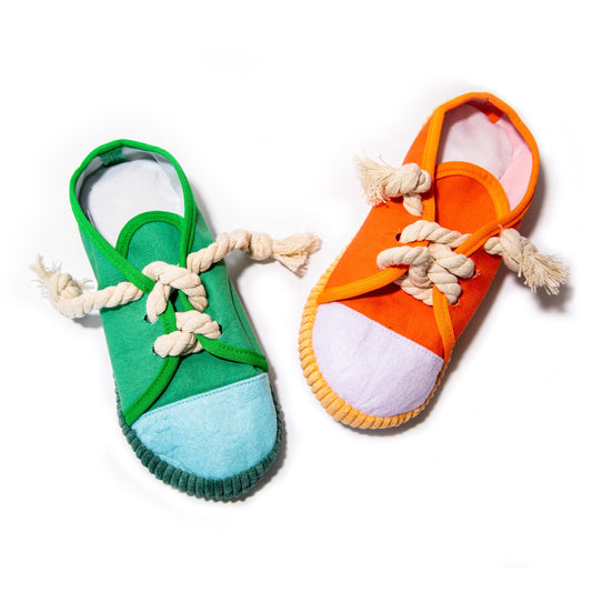 2 Pack Squeaky Shoes with Lace Dog Toys - Glow Pups