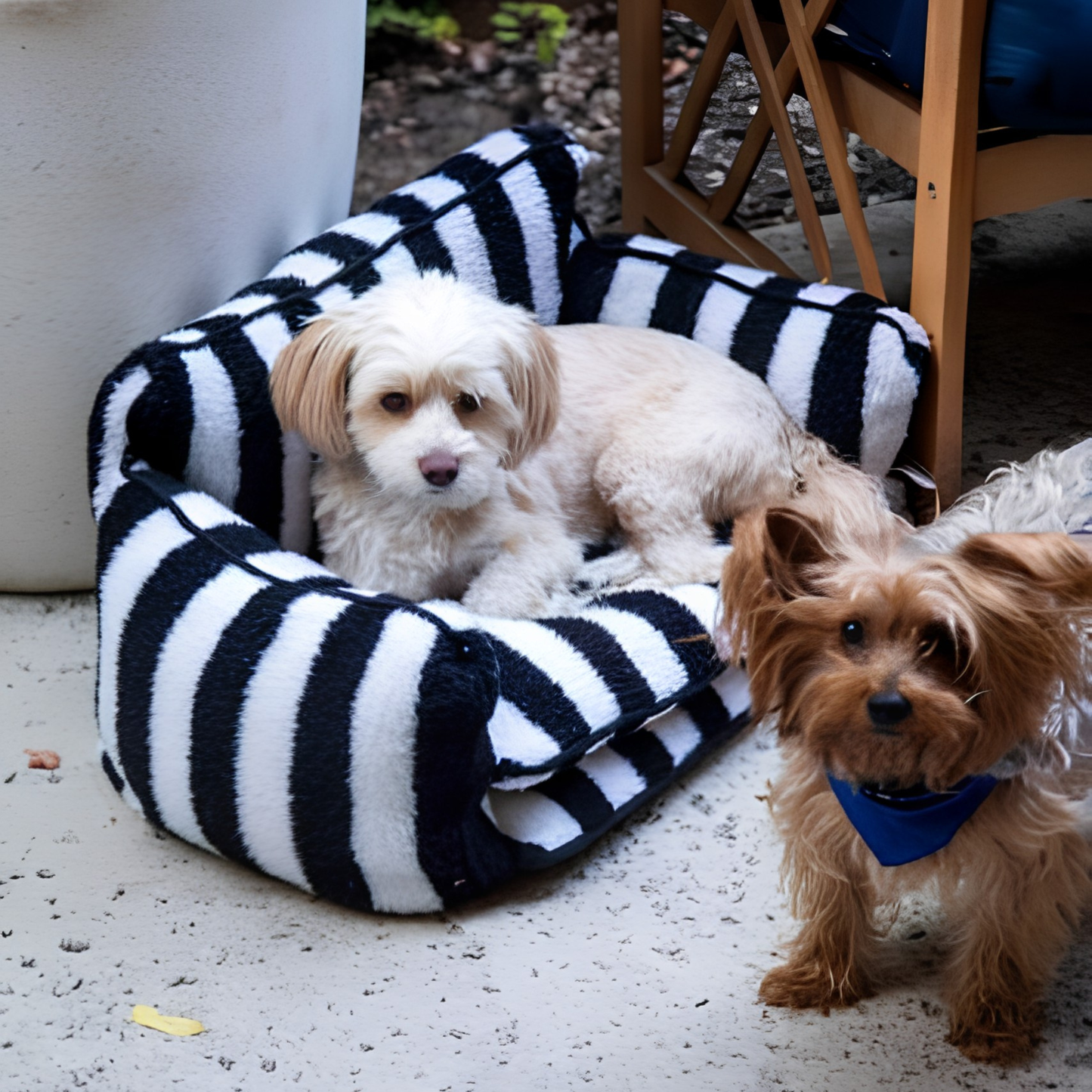 Chic Comfort Black And White Striped Sofa Dog Bed By Glow Pups For Cozy Rest And Easy Lounging by Glow Pups