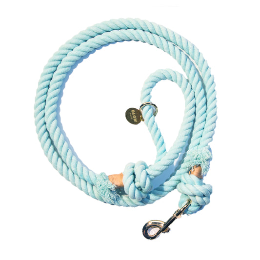 Light Blue Boho Chic Style Rope Leash - Glow Pups
