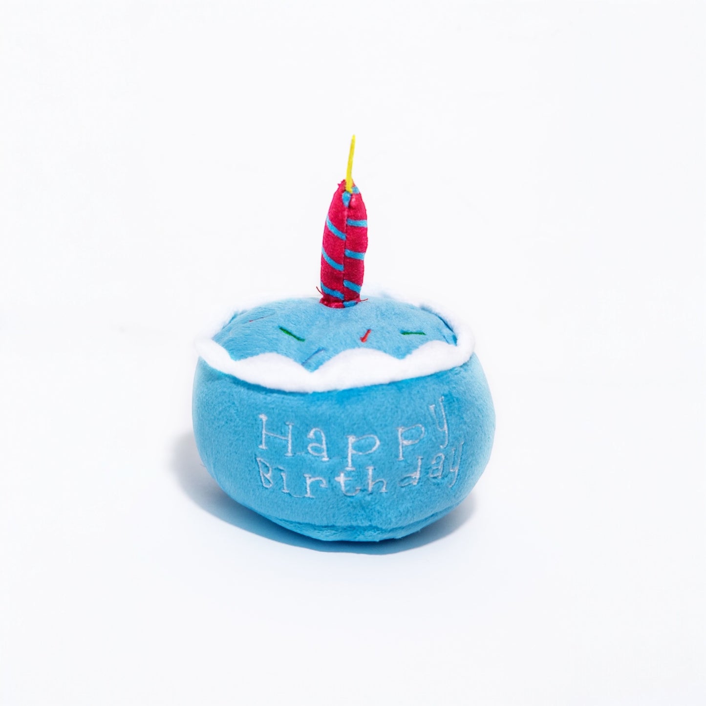 Blue Birthday Cake Plush Dog Toy with Squeaker - Glow Pups