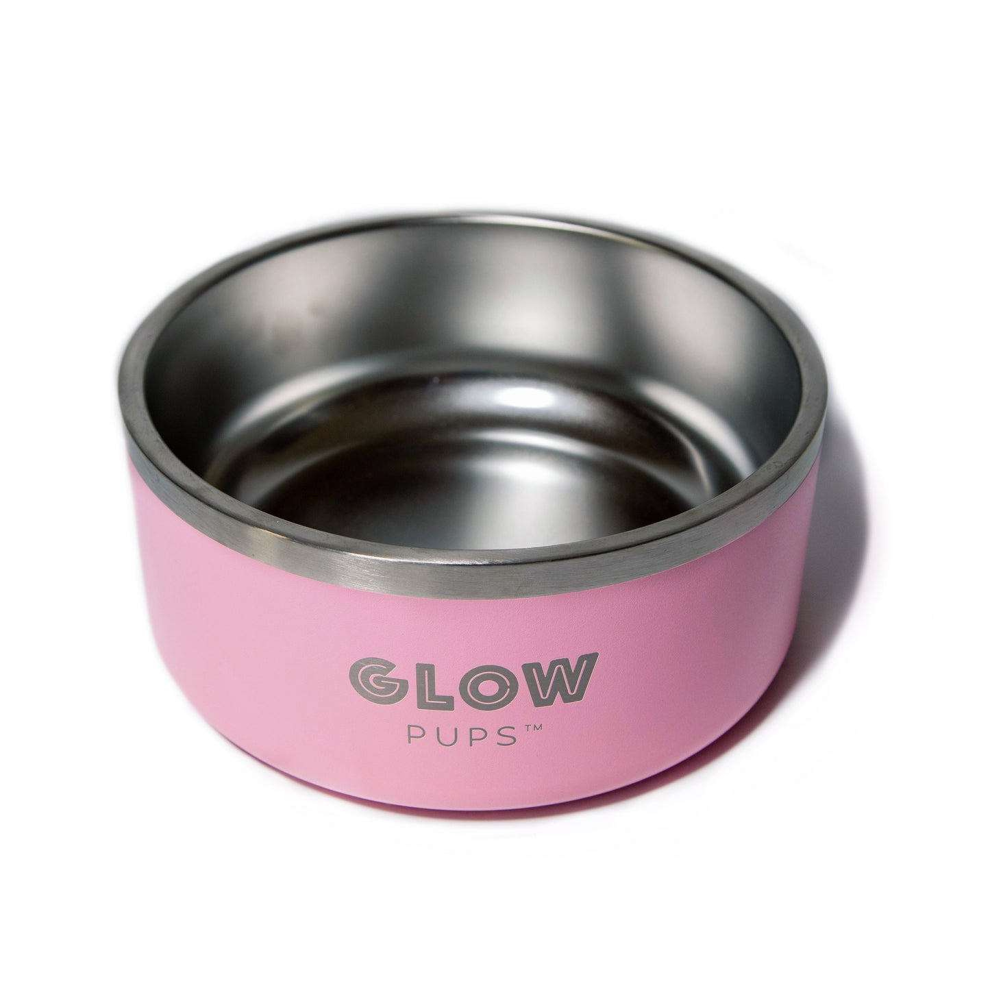 Light Pink Stainless Steel Dog Bowl - 32oz & 64oz - Glow Pups
