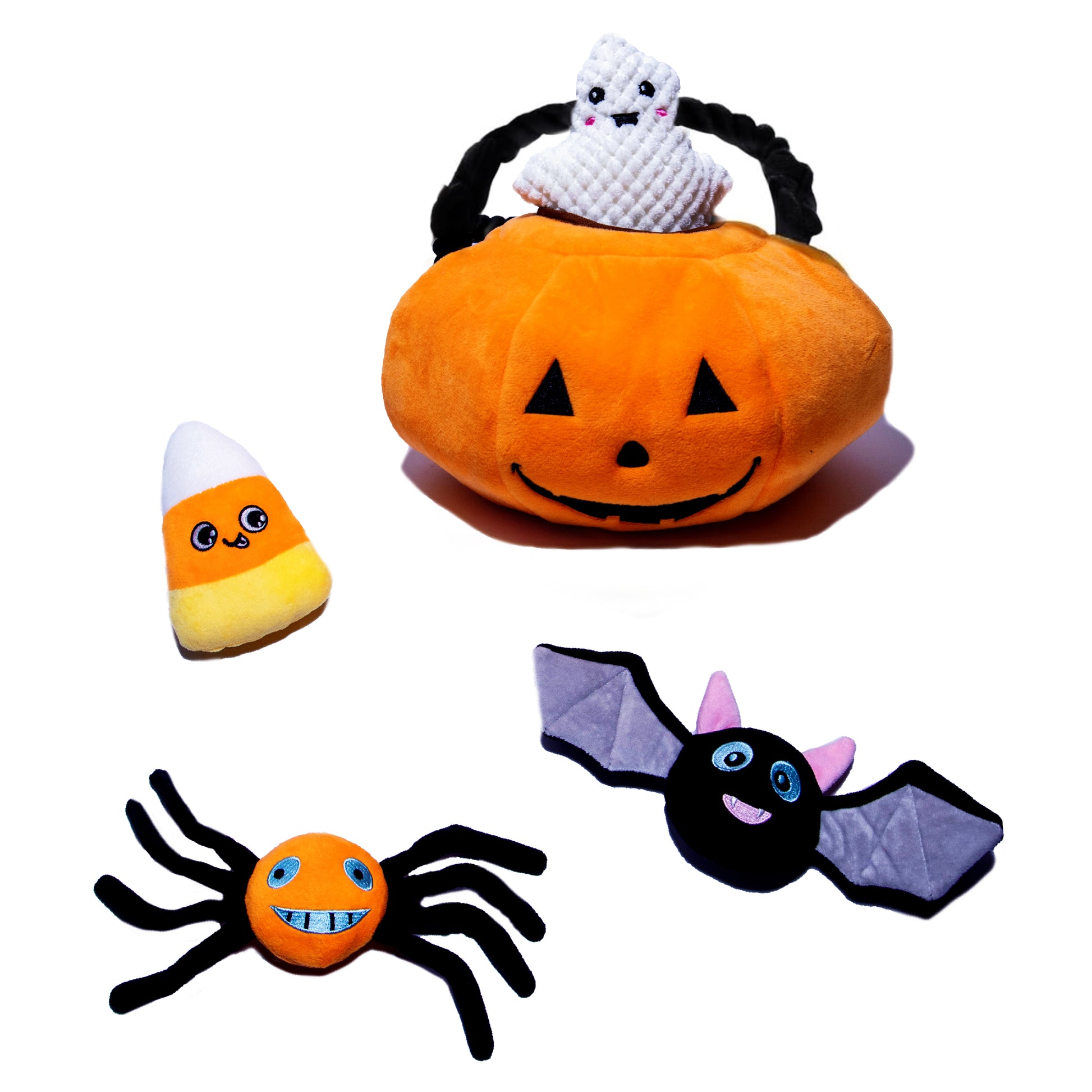 Halloween Jack O Lantern Hide and Seek Dog Toy that Squeaks and Crinkles - Glow Pups