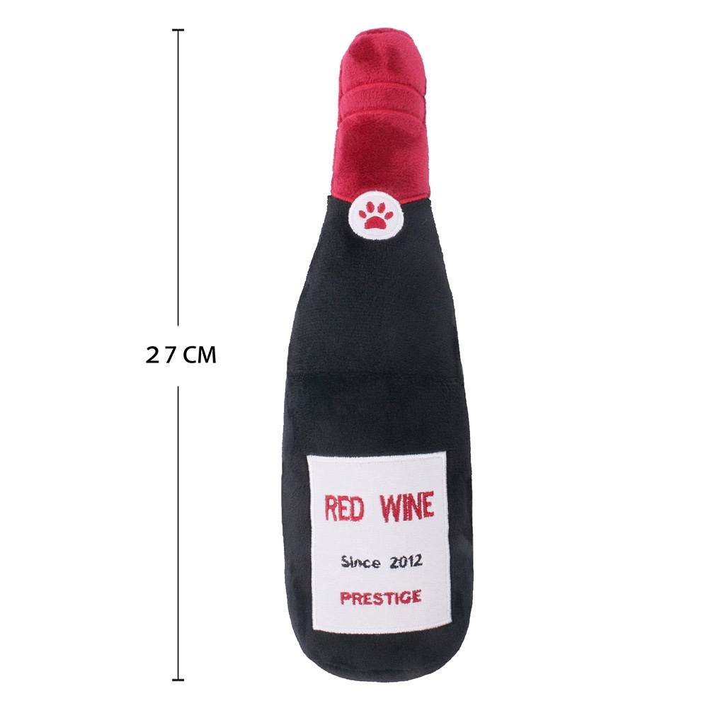 Pawty Pups Plush Red Wine Dog Toy with Squeaker π· - Glow Pups