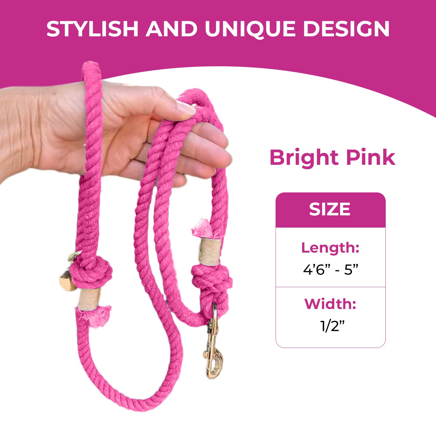 Magenta Boho Chic Dog Leash - Glow Pups