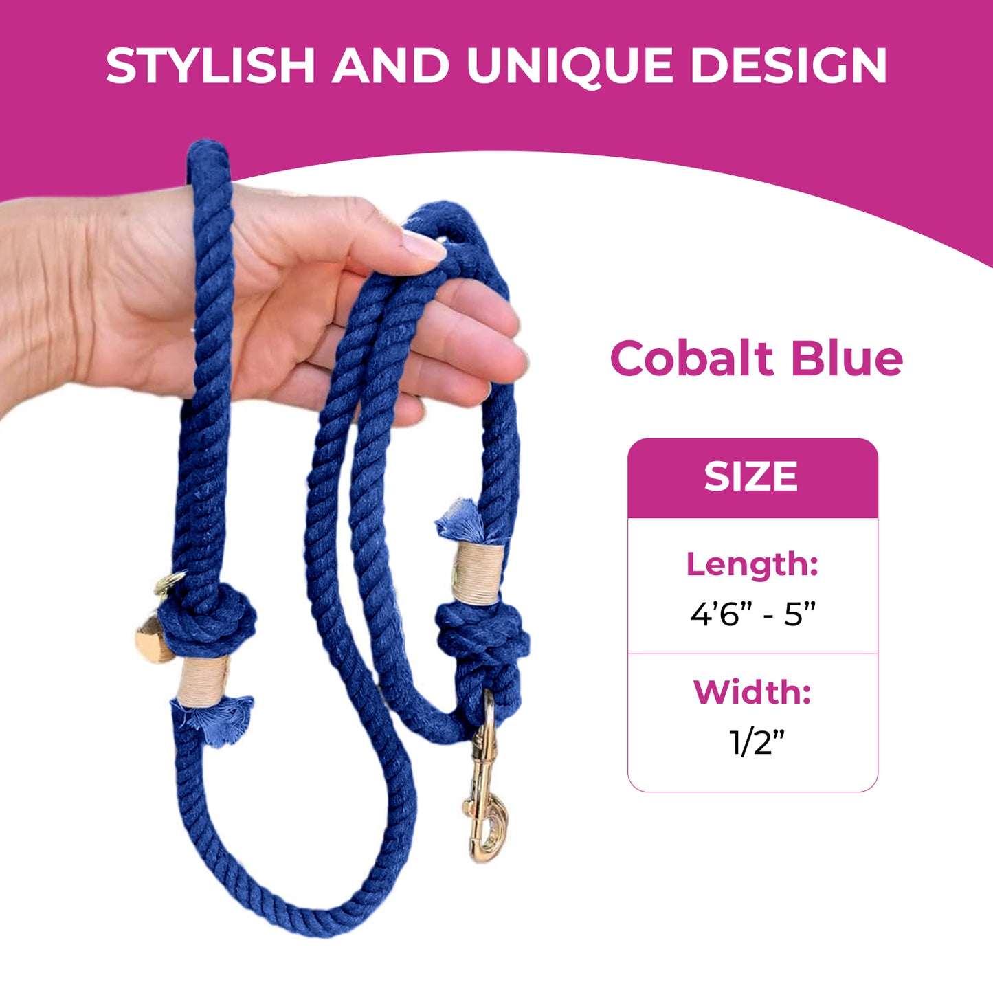 Blue Boho Chic Ombre Rope Leash - Glow Pups