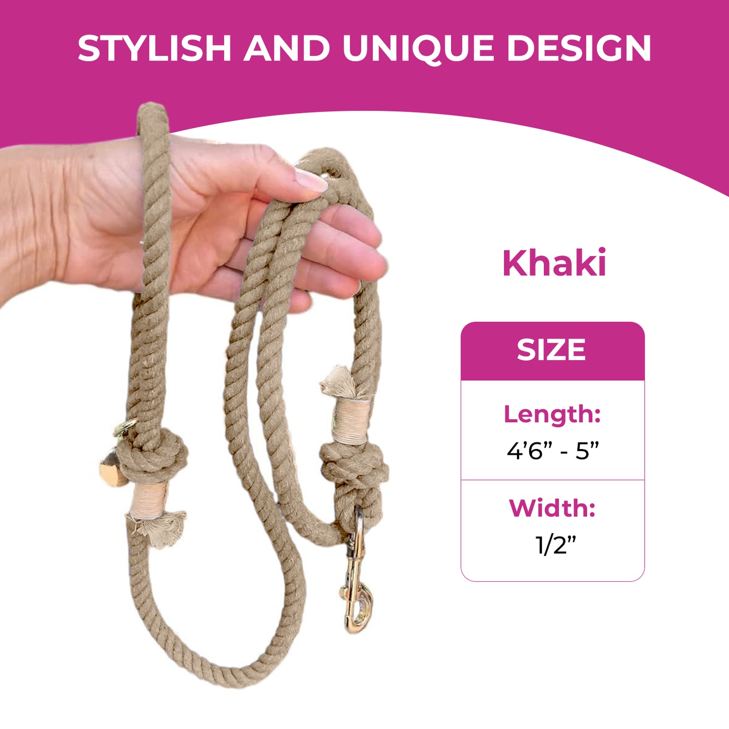 Tan Boho Chic Style Leash - Glow Pups