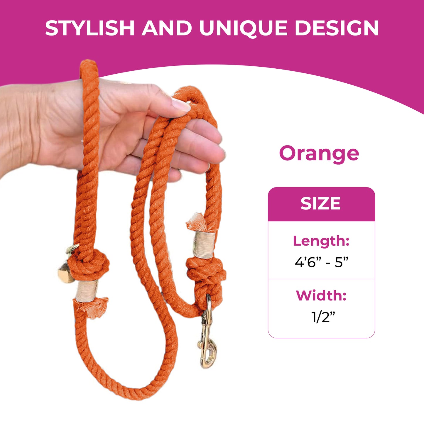 Orange Boho Chic Style Leash - Glow Pups