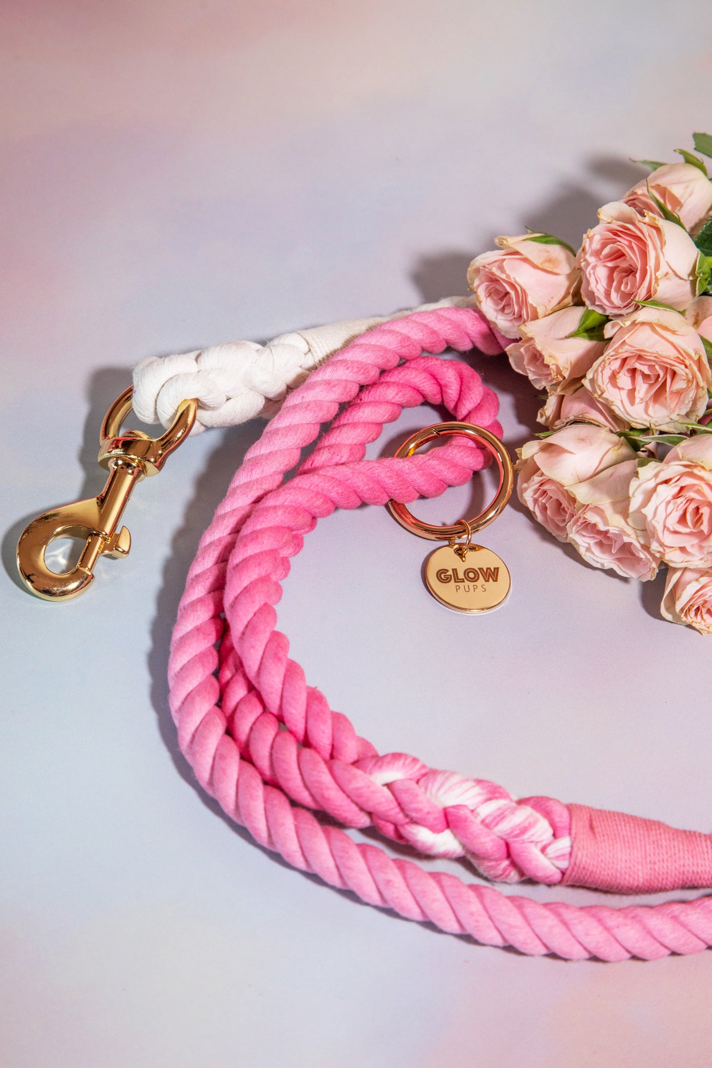Pink and White Tie Dye Dog Leash - Glow Pups