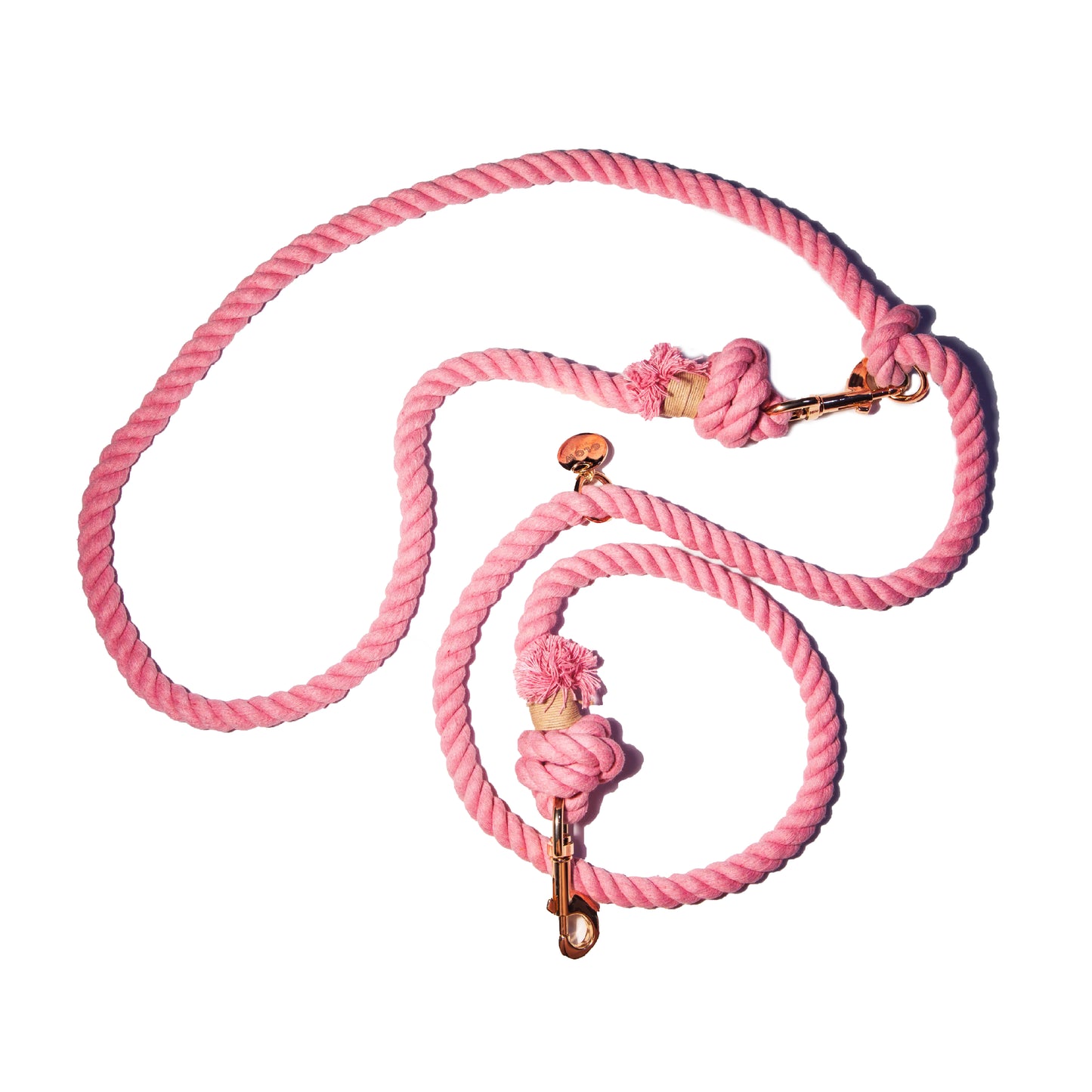 Light Pink Hands-Free Cotton Rope Leash - Glow Pups