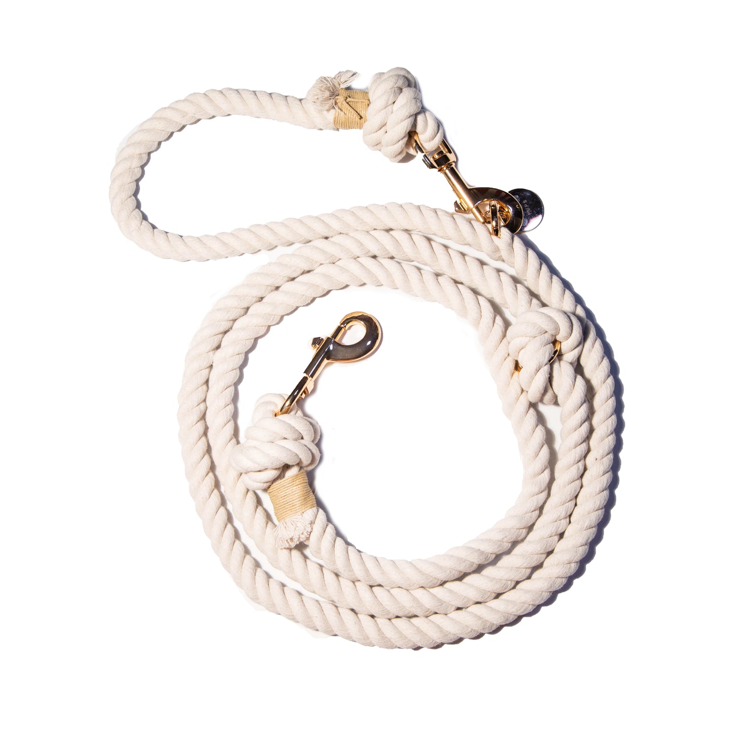 White Hands-Free Cotton Rope Leash - Glow Pups