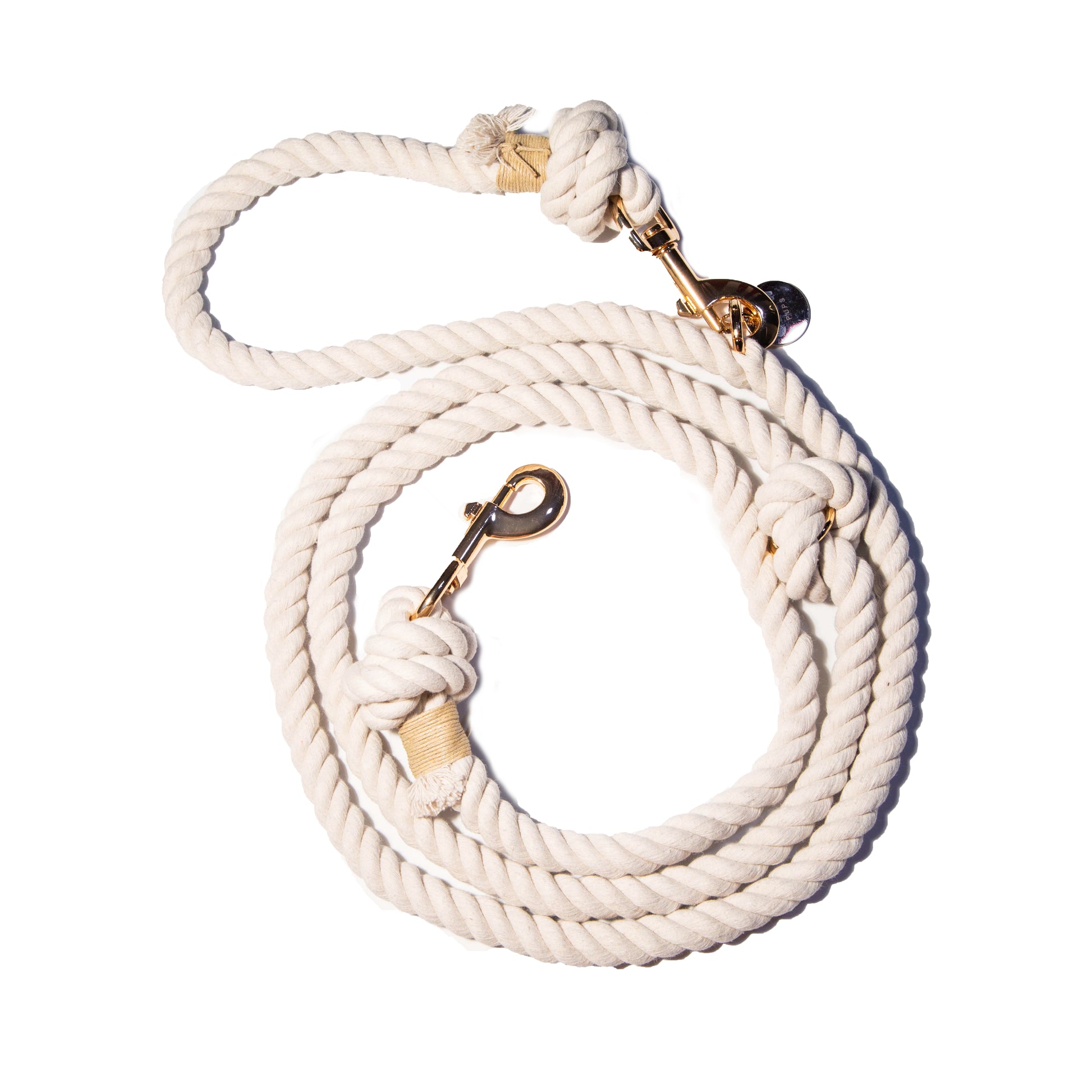 White Hands-Free Cotton Rope Leash - Glow Pups