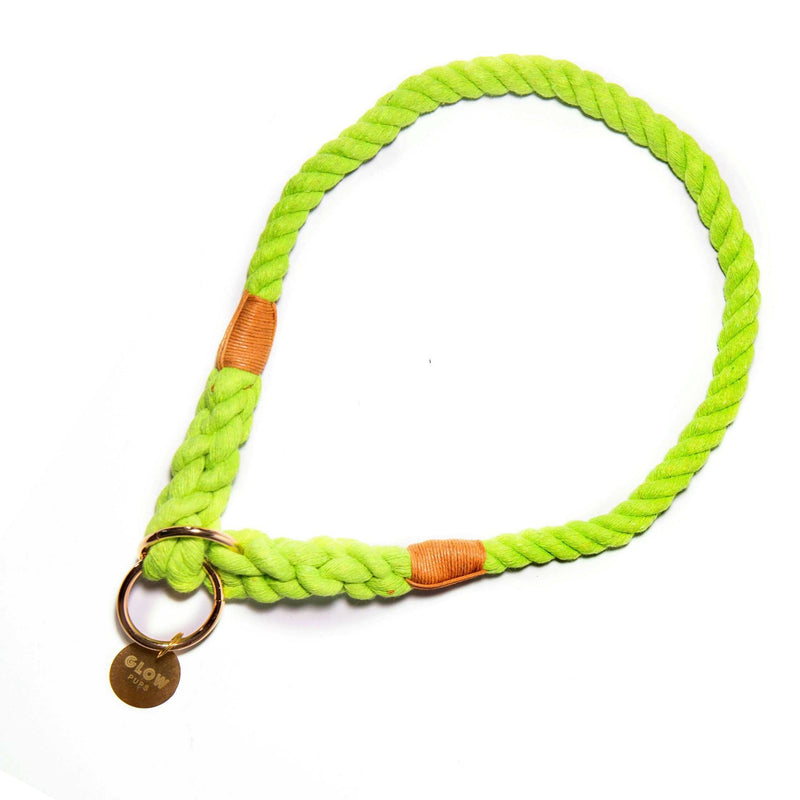 Lime Green Stylish Rope Slip Collar - Glow Pups