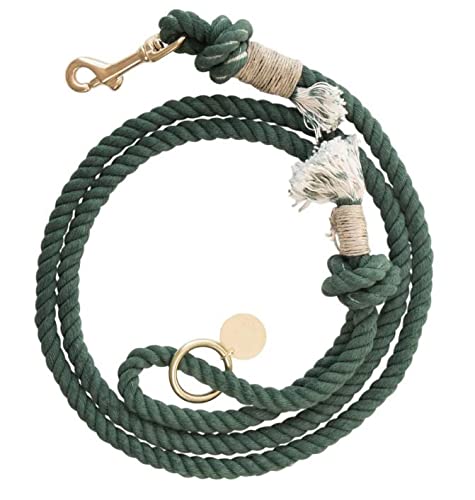 Dark Green Boho Chic Rope Leash - Glow Pups