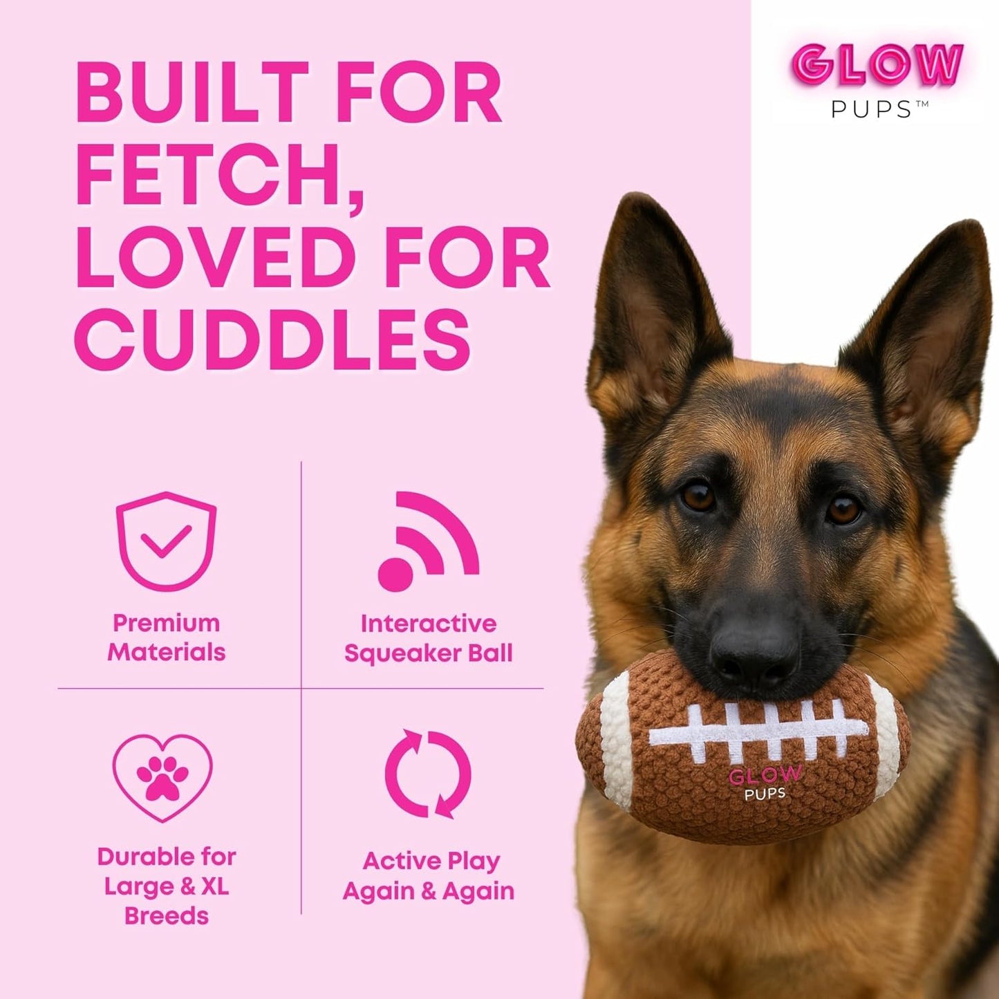 Squeaky Football Dog Toy - Glow Pups