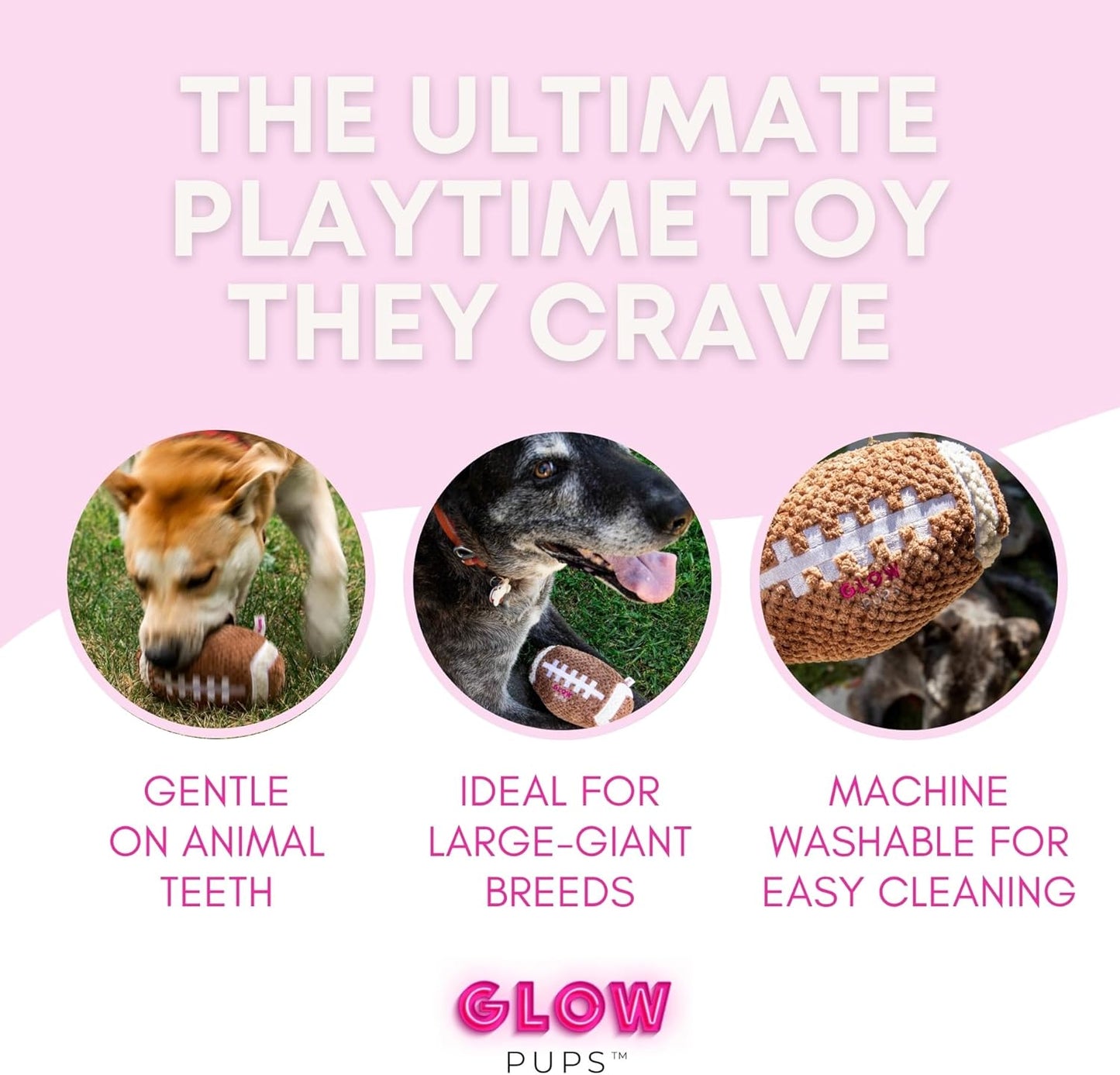 Squeaky Football Dog Toy - Glow Pups