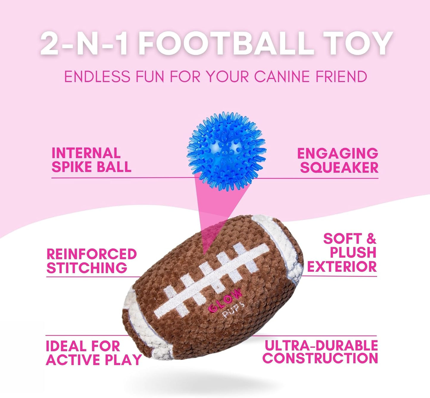Squeaky Football Dog Toy - Glow Pups